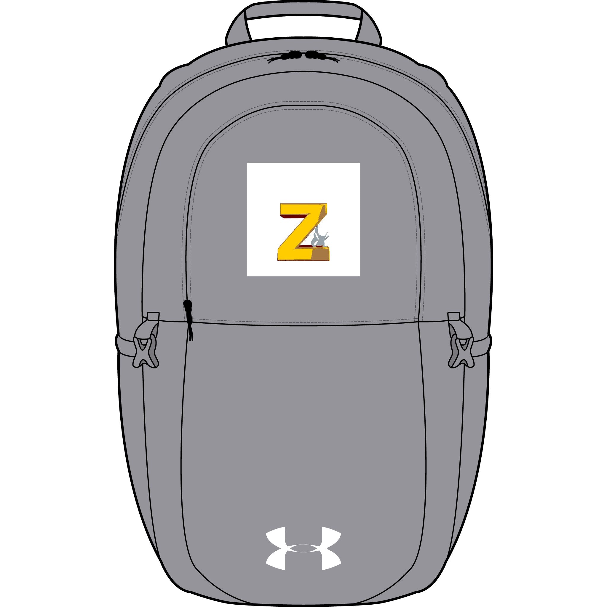 Gelber Blockbuchstabe Z Monogramm-Rucksack | Besticktes Initial auf Under Armour Rucksack