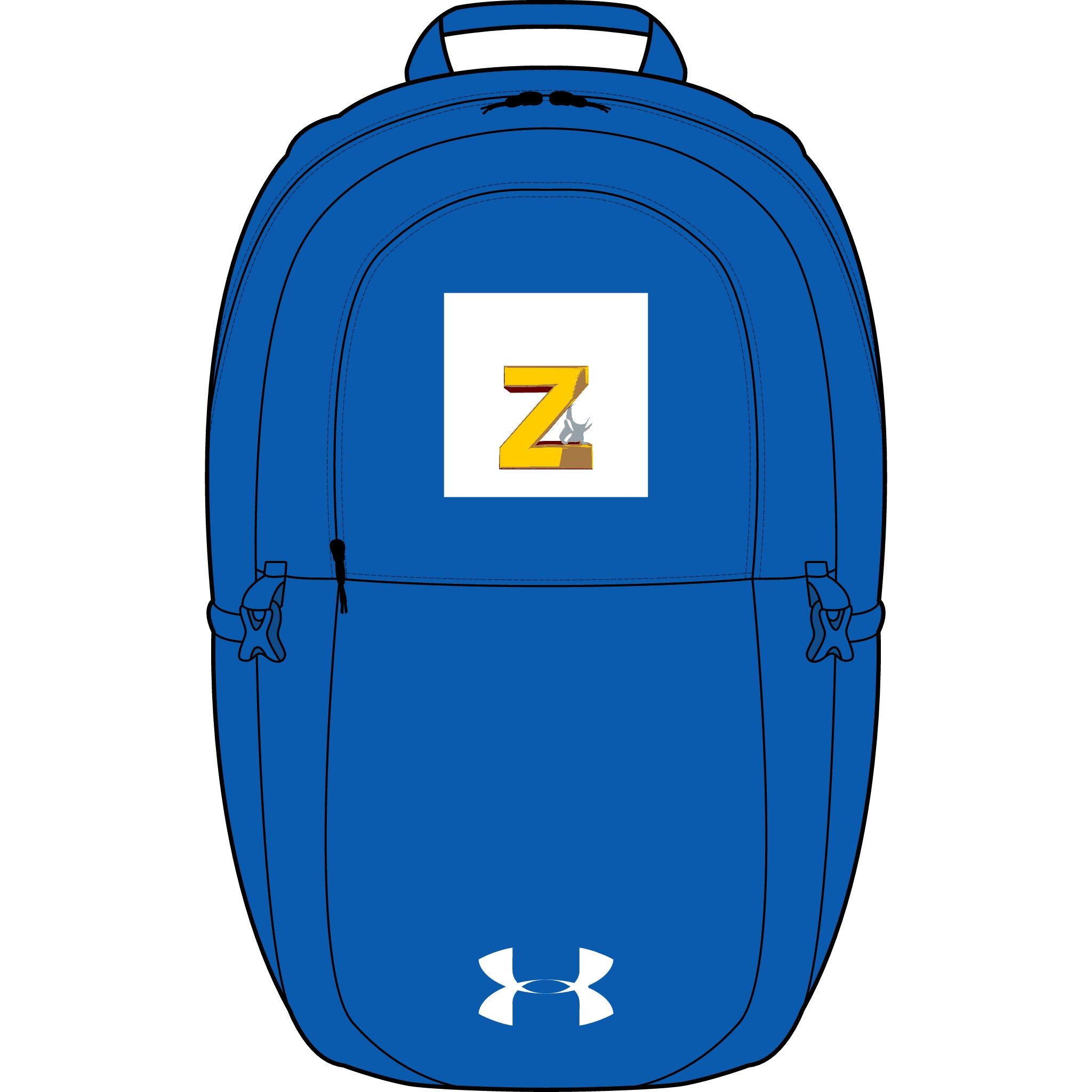 Gelber Blockbuchstabe Z Monogramm-Rucksack | Besticktes Initial auf Under Armour Rucksack