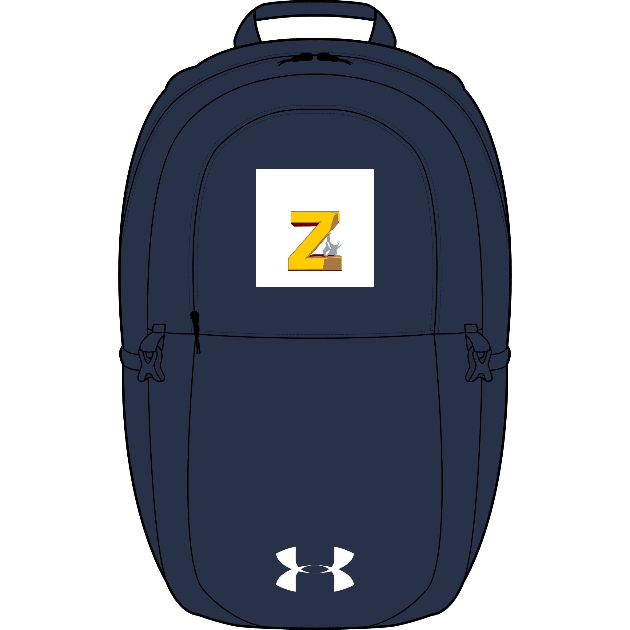 Yellow Block Letter Z Monogram Backpack | Embroidered Initial on Under Armour Backpack
