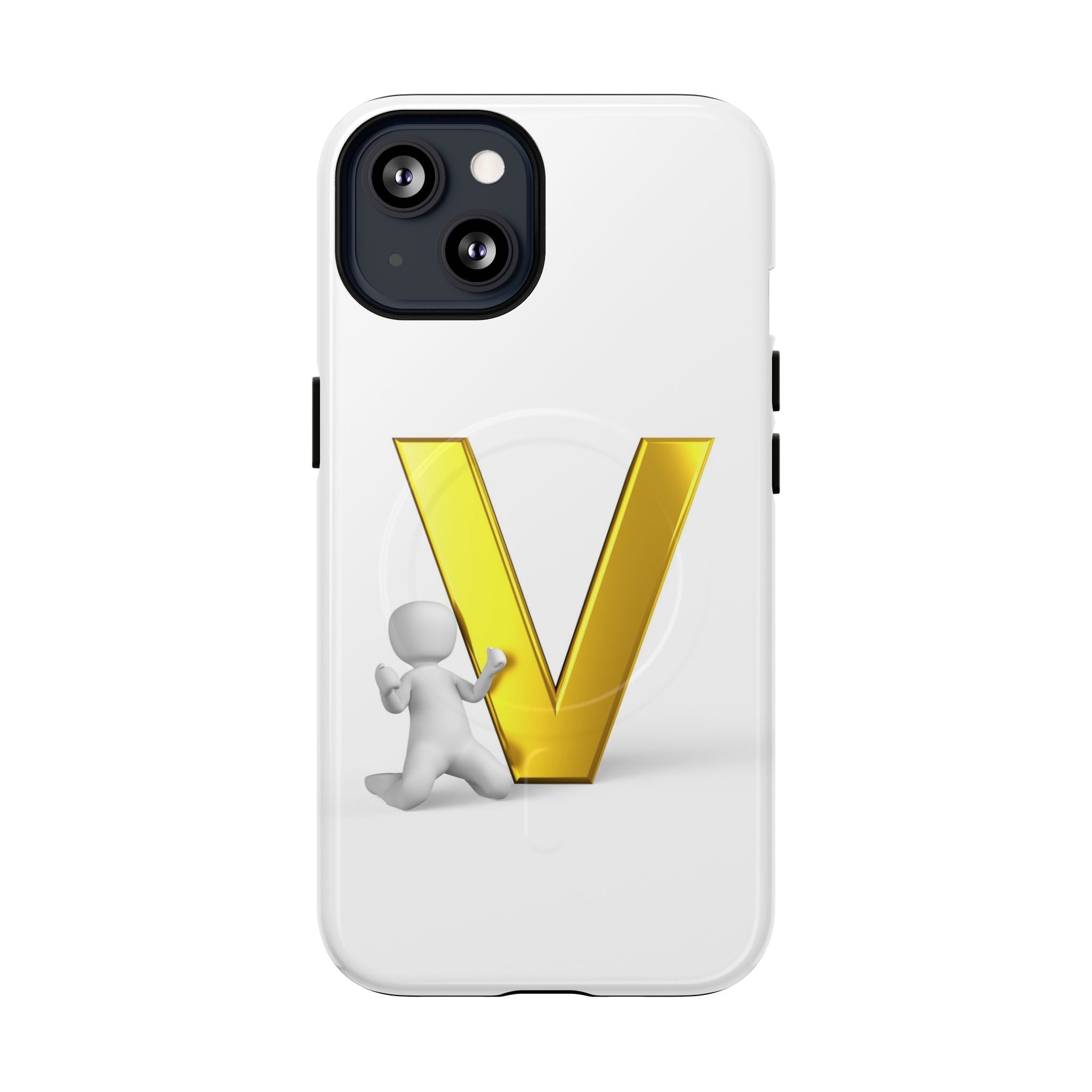 Coque de téléphone à monogramme lettre V dorée | Coque magnétique résistante