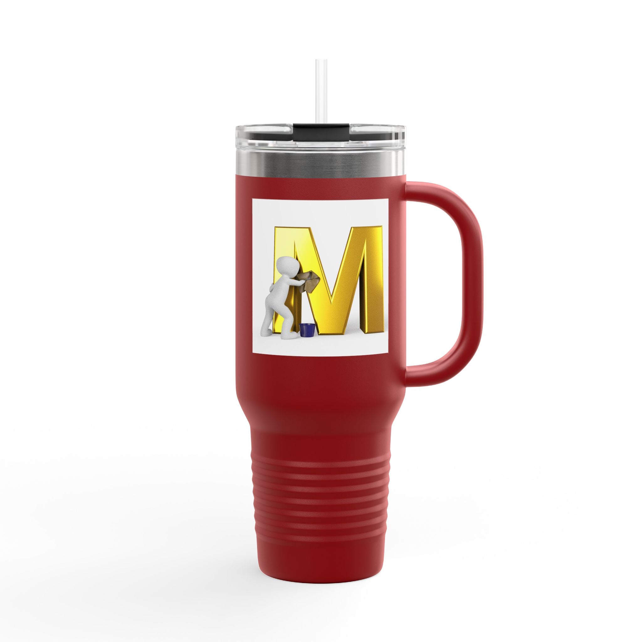 3D Gold Letter M with Figure Travel Mug | 40oz Insulated Tumbler
