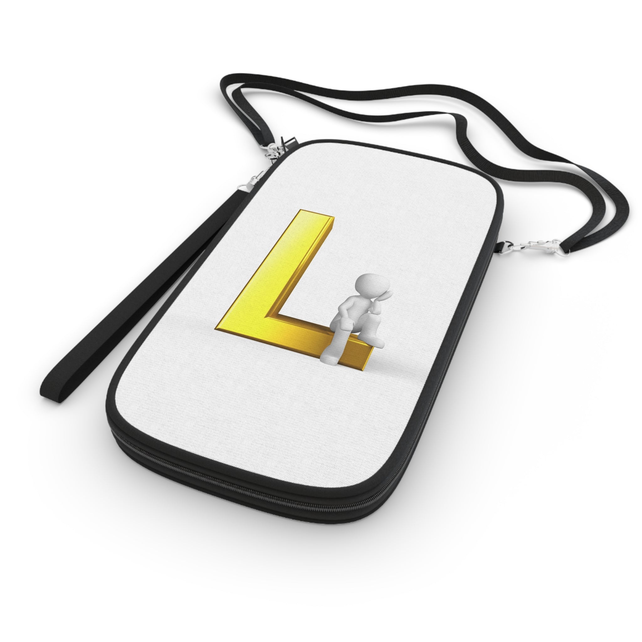 Gold Letter L with 3D Figure Passport Wallet | Initial L Travel Organizer