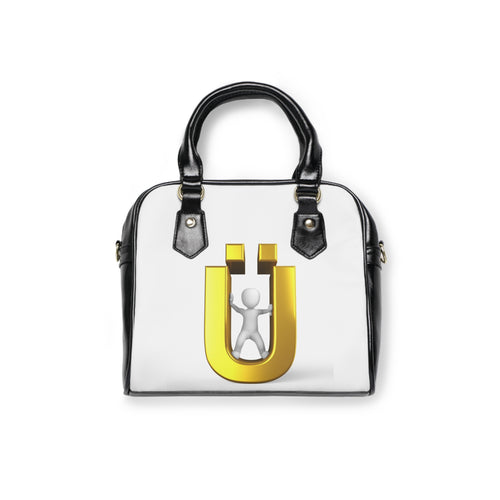Sac à main fantaisie en forme de lettre Ü dorée en 3D avec bandoulière et anse