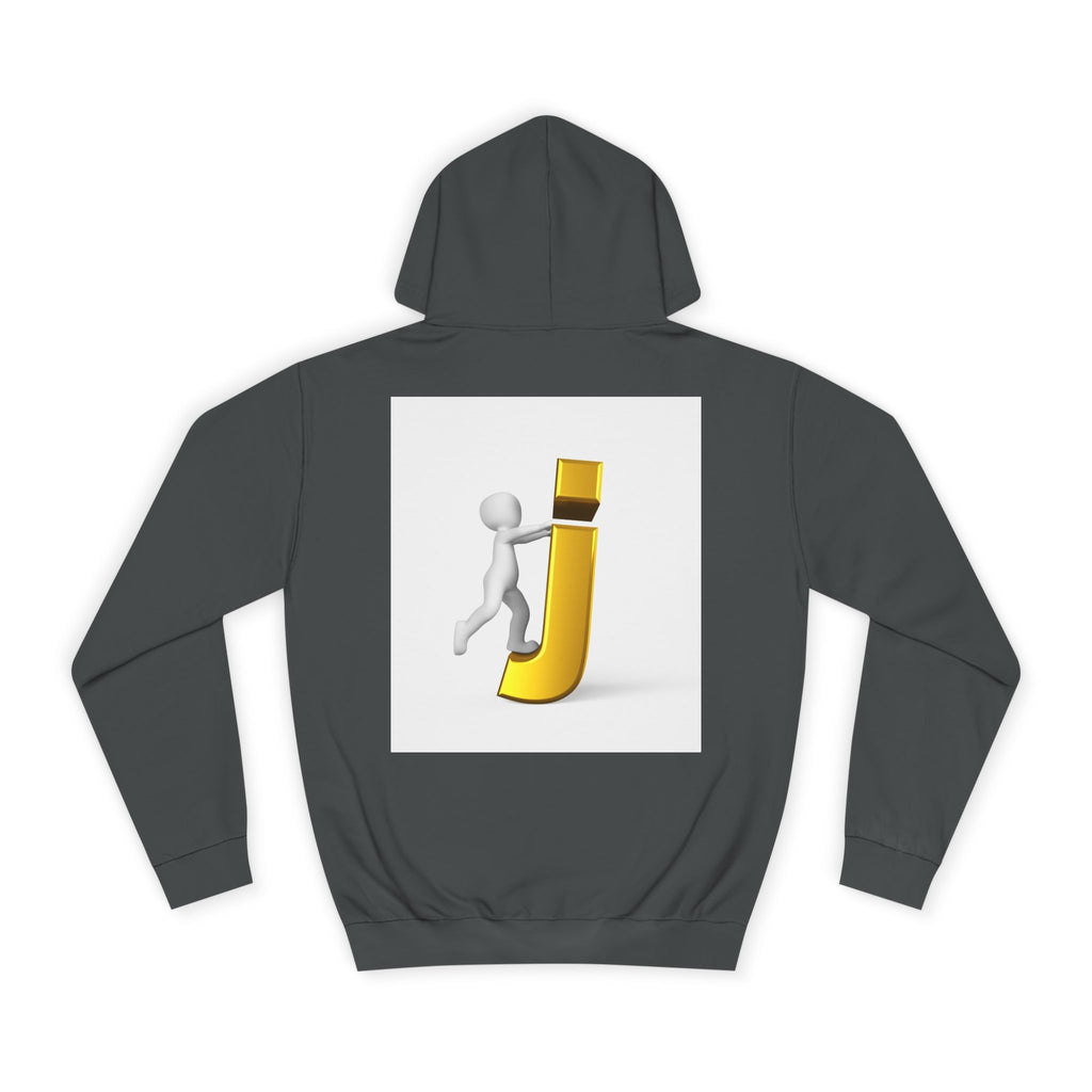 3D Stick Figure Riding Gold Letter J Hoodie | Initial Monogram Letter J