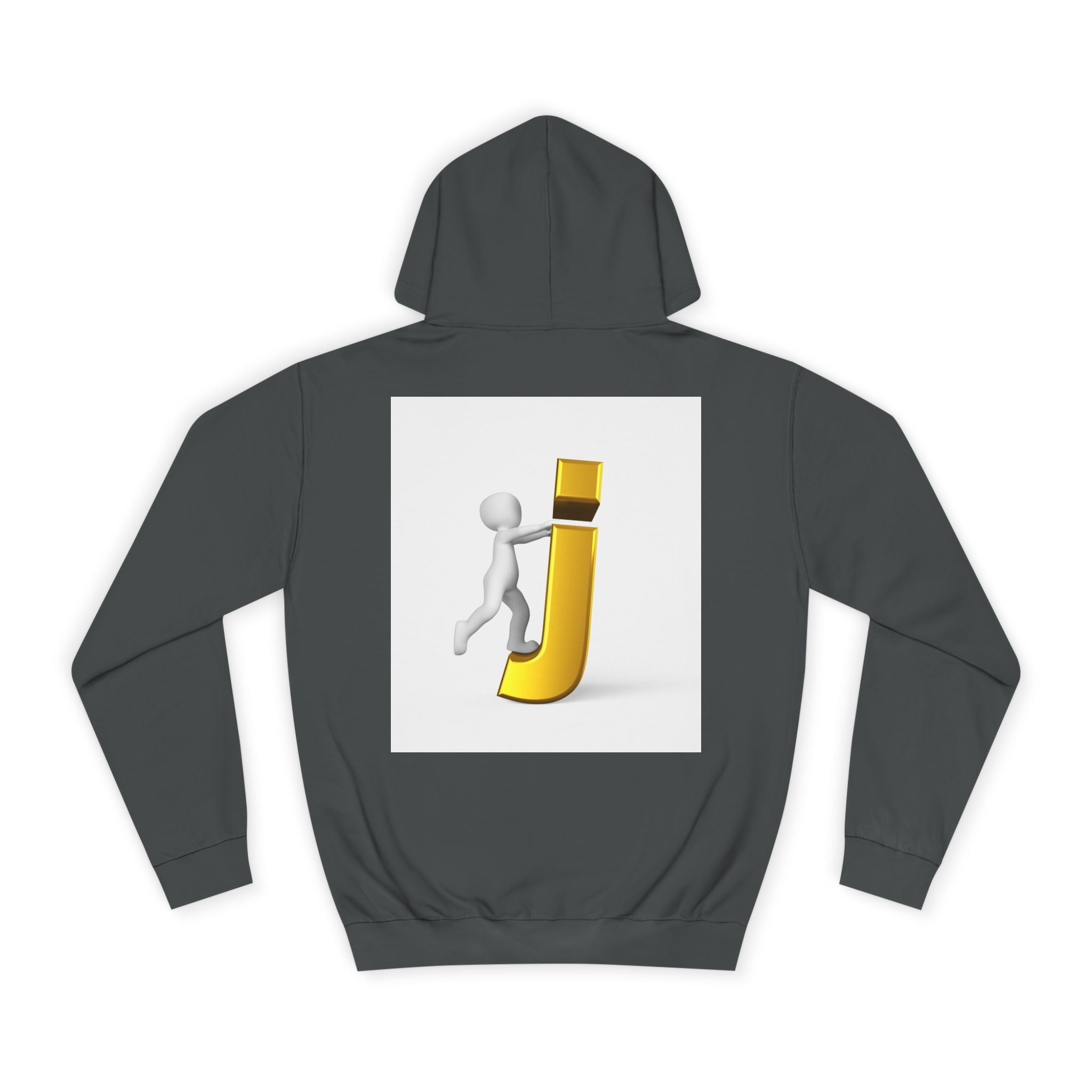 3D Stick Figure Riding Gold Letter J Hoodie | Initial Monogram Letter J