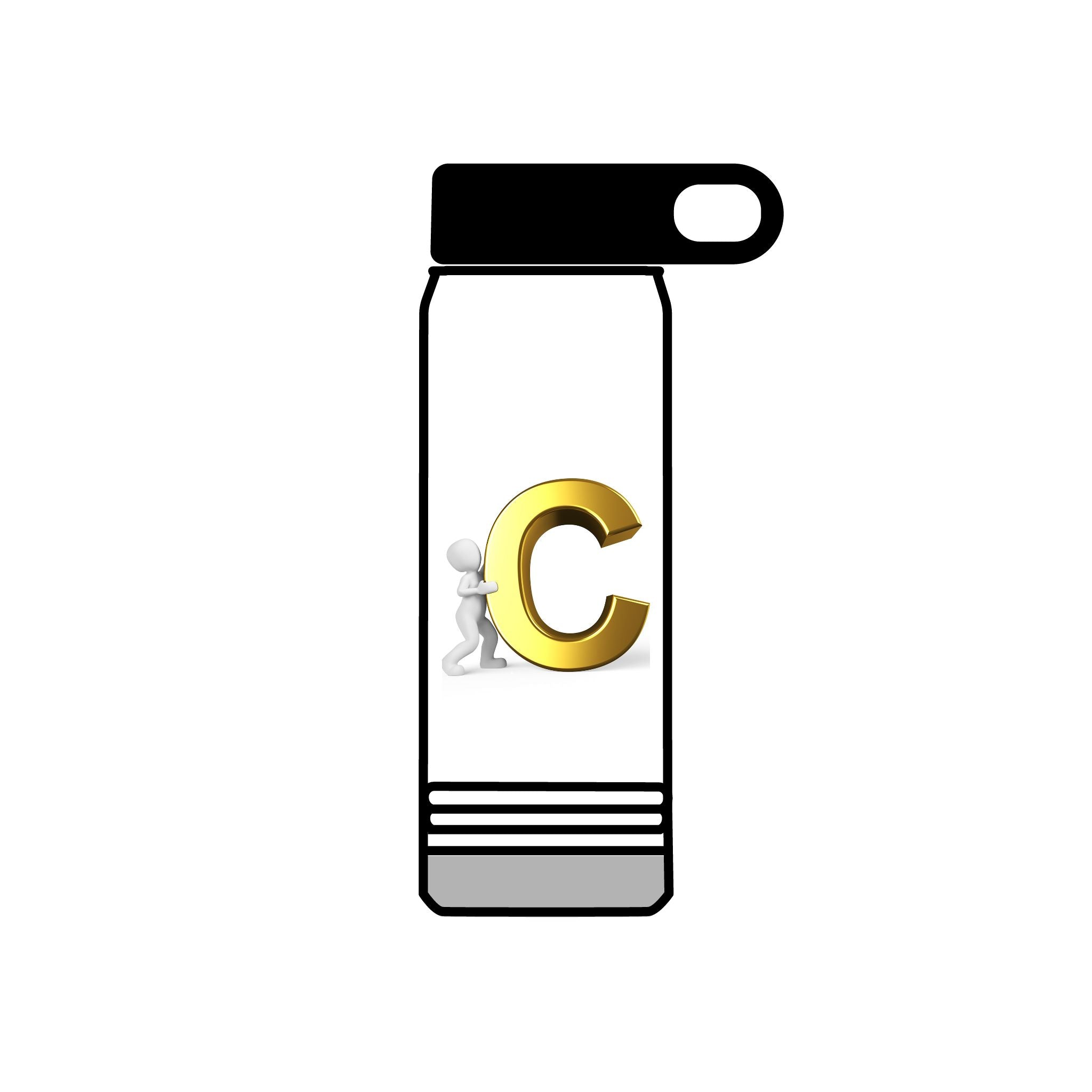 Gold Letter C Monogram Water Bottle | 20oz Initial Bottle