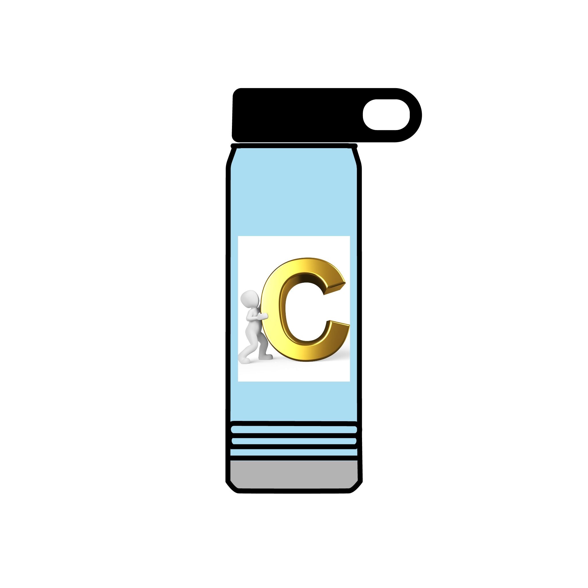 Gold Letter C Monogram Water Bottle | 20oz Initial Bottle