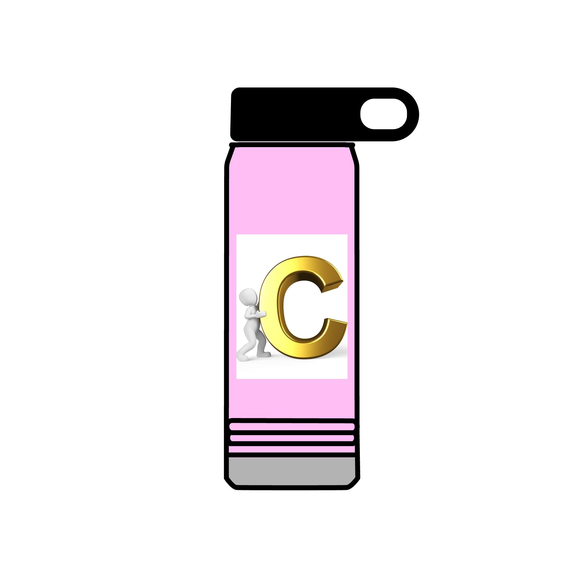 Gold Letter C Monogram Water Bottle | 20oz Initial Bottle