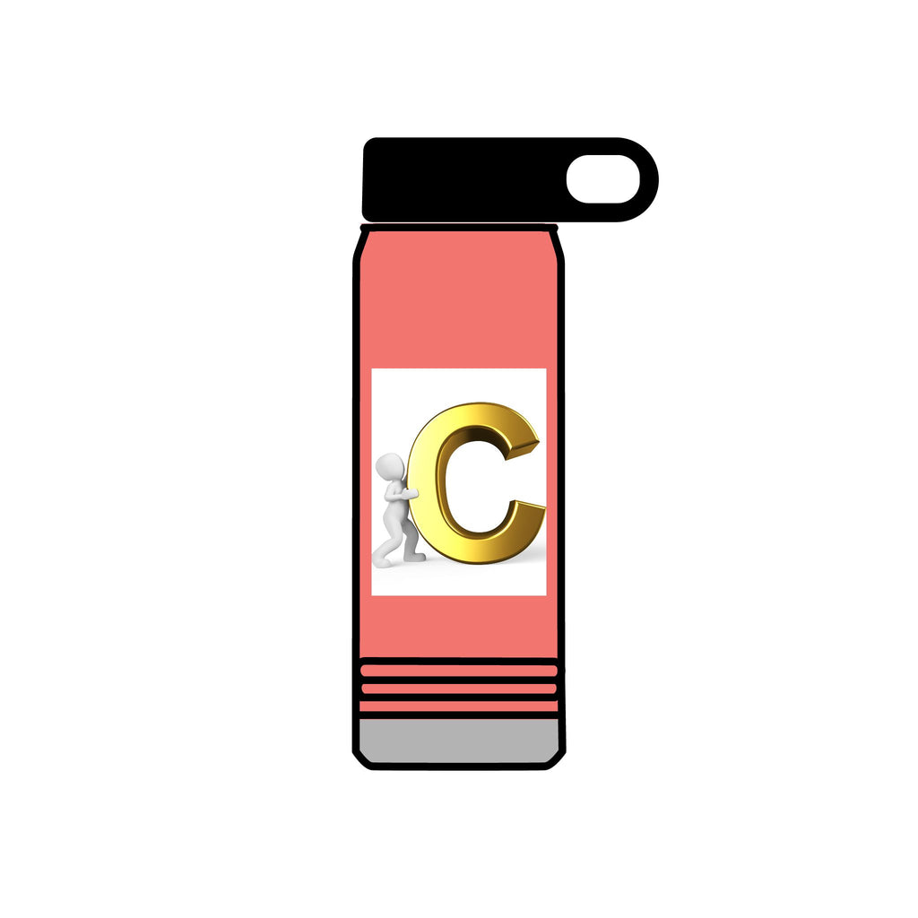 Gold Letter C Monogram Water Bottle | 20oz Initial Bottle