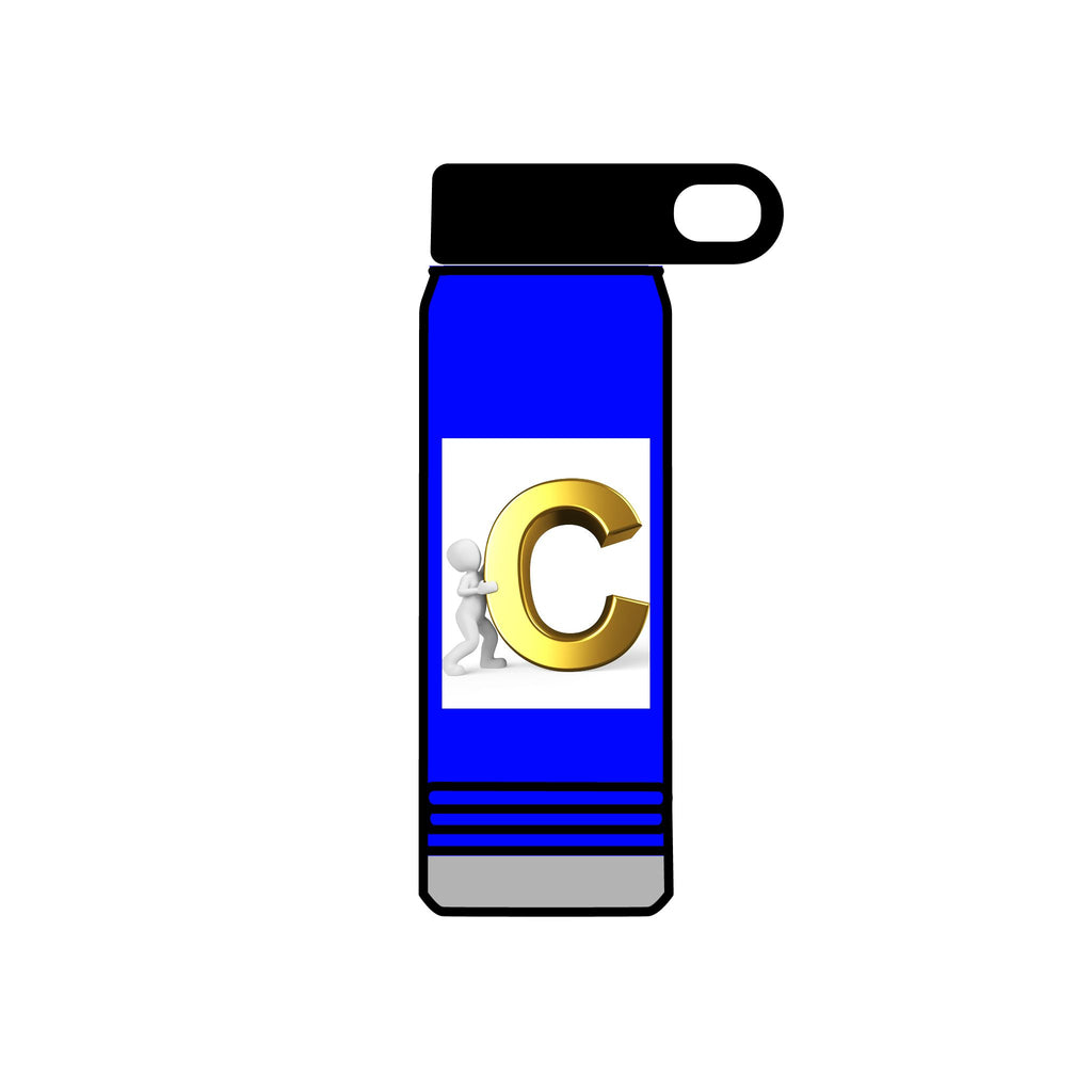 Gold Letter C Monogram Water Bottle | 20oz Initial Bottle