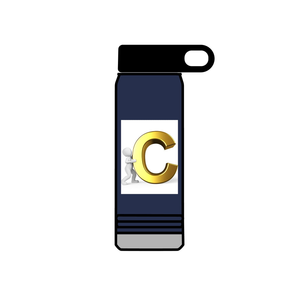 Gold Letter C Monogram Water Bottle | 20oz Initial Bottle