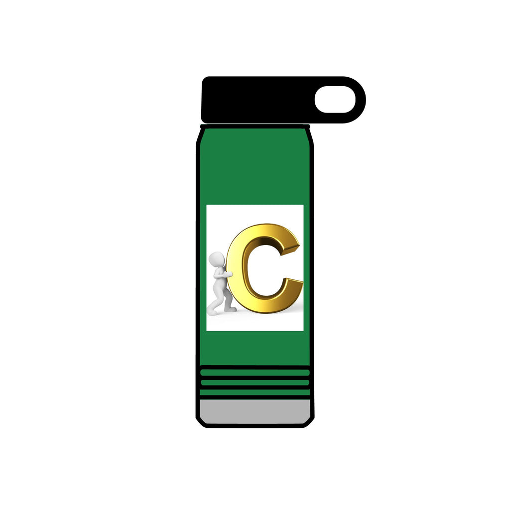 Gold Letter C Monogram Water Bottle | 20oz Initial Bottle