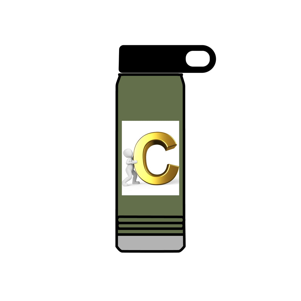 Gold Letter C Monogram Water Bottle | 20oz Initial Bottle