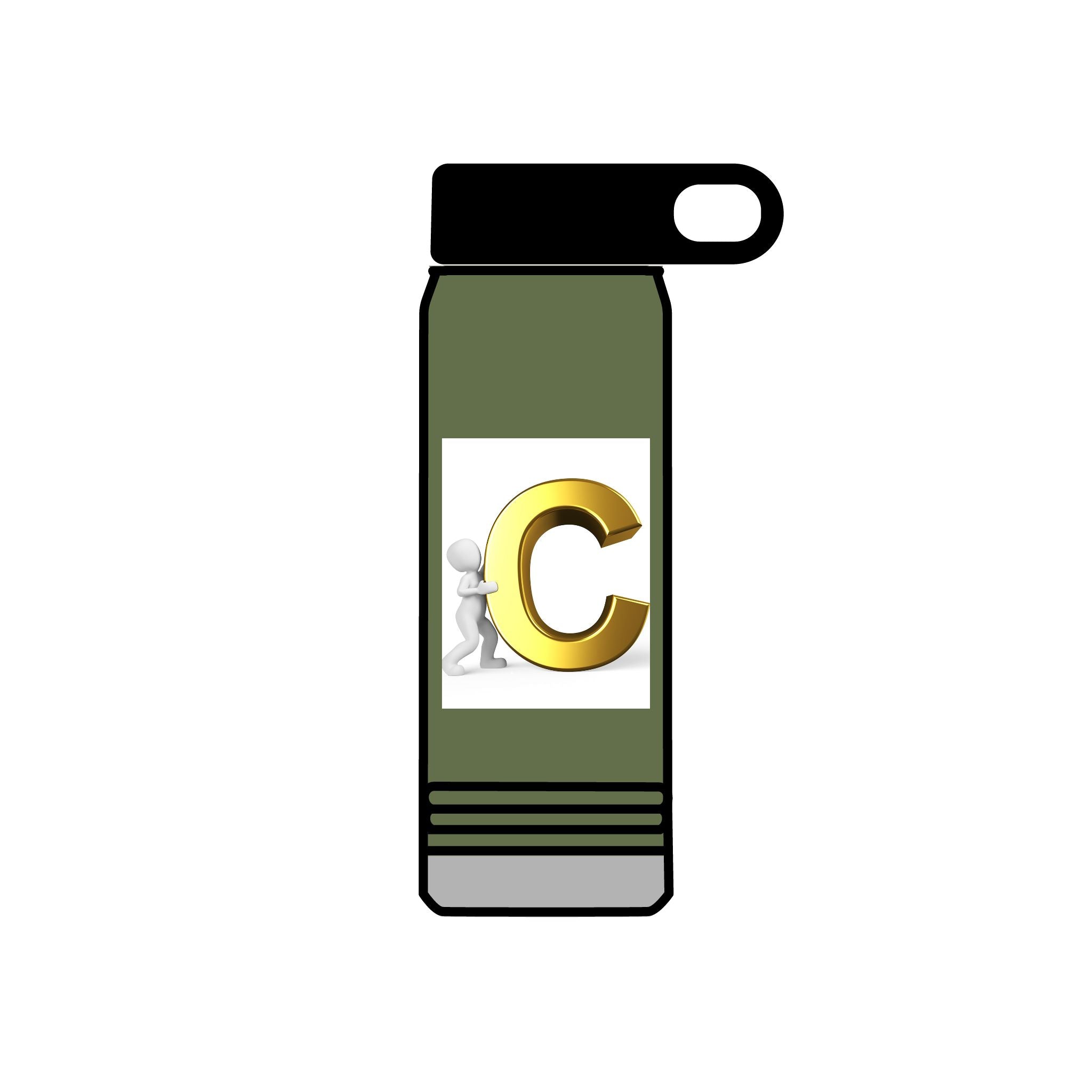 Gold Letter C Monogram Water Bottle | 20oz Initial Bottle