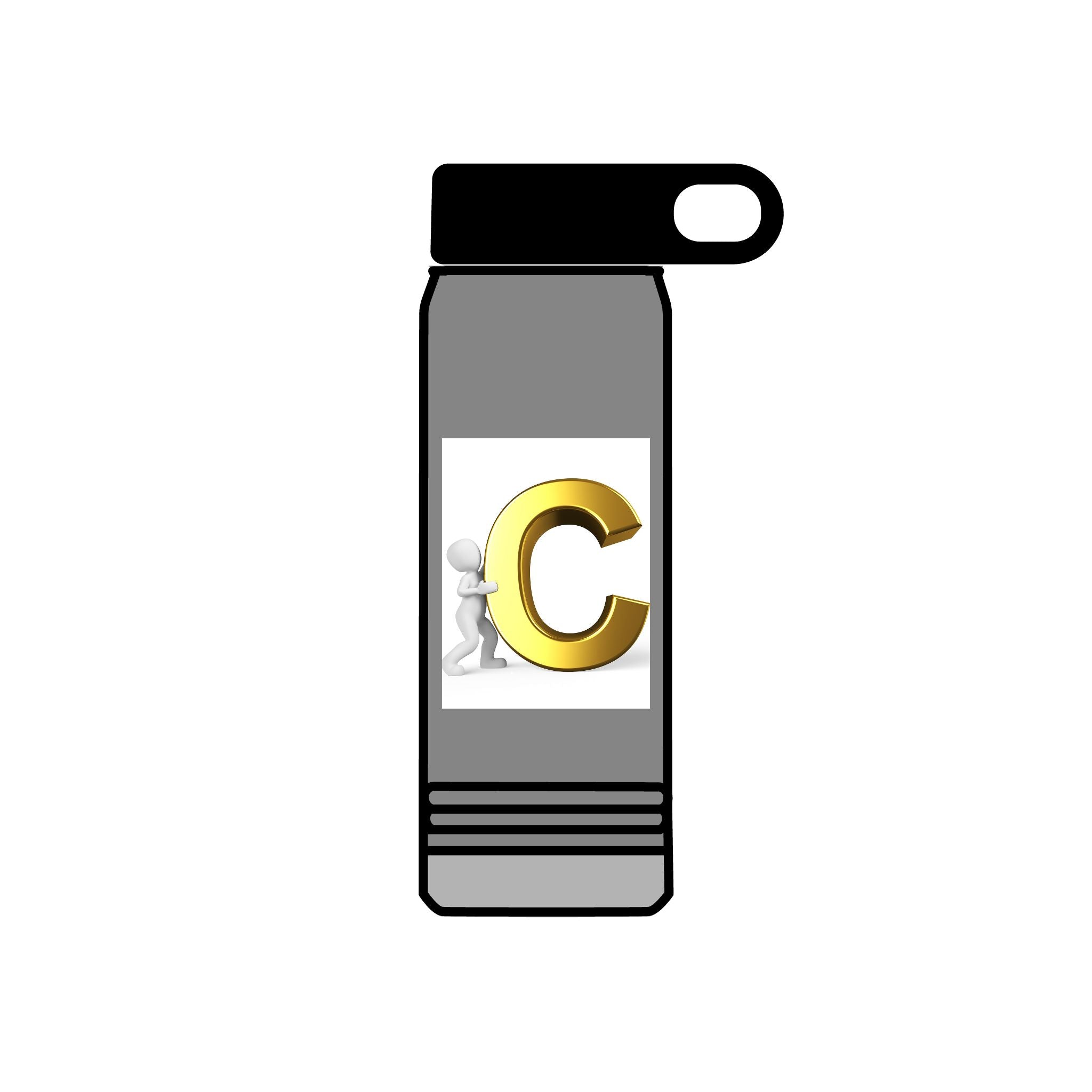 Gold Letter C Monogram Water Bottle | 20oz Initial Bottle
