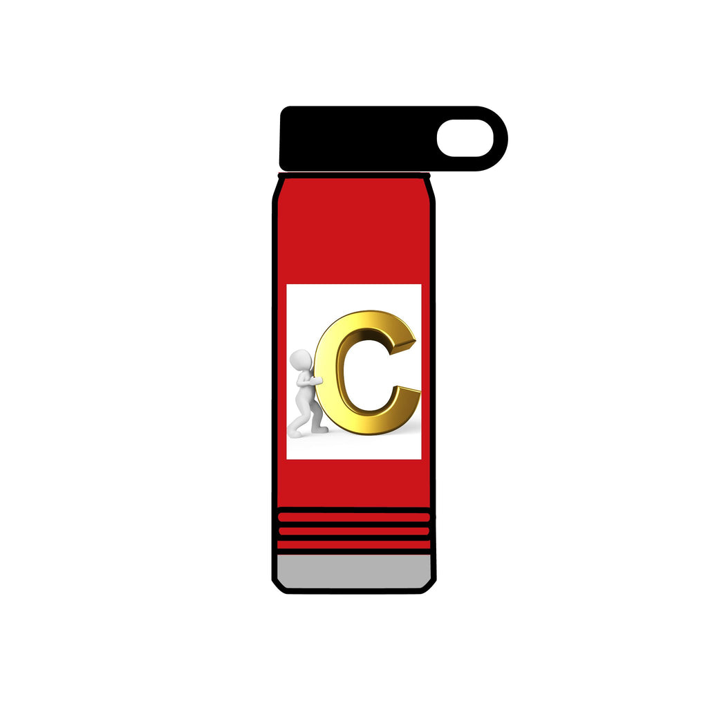 Gold Letter C Monogram Water Bottle | 20oz Initial Bottle