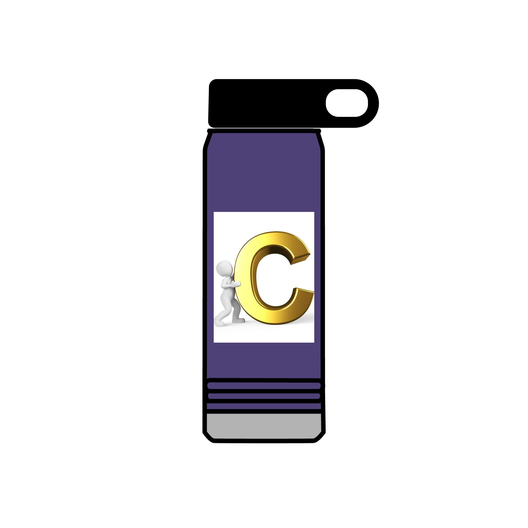 Gold Letter C Monogram Water Bottle | 20oz Initial Bottle