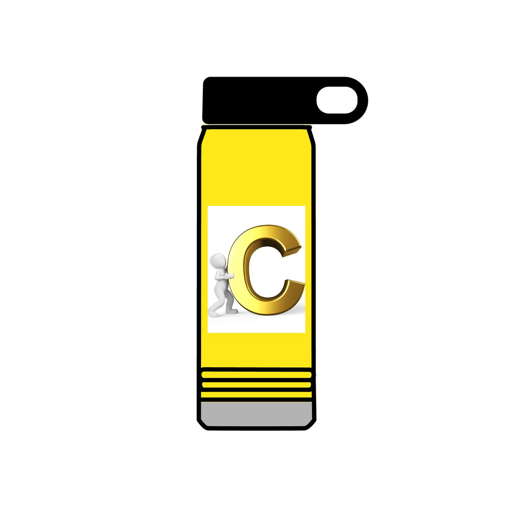 Gold Letter C Monogram Water Bottle | 20oz Initial Bottle