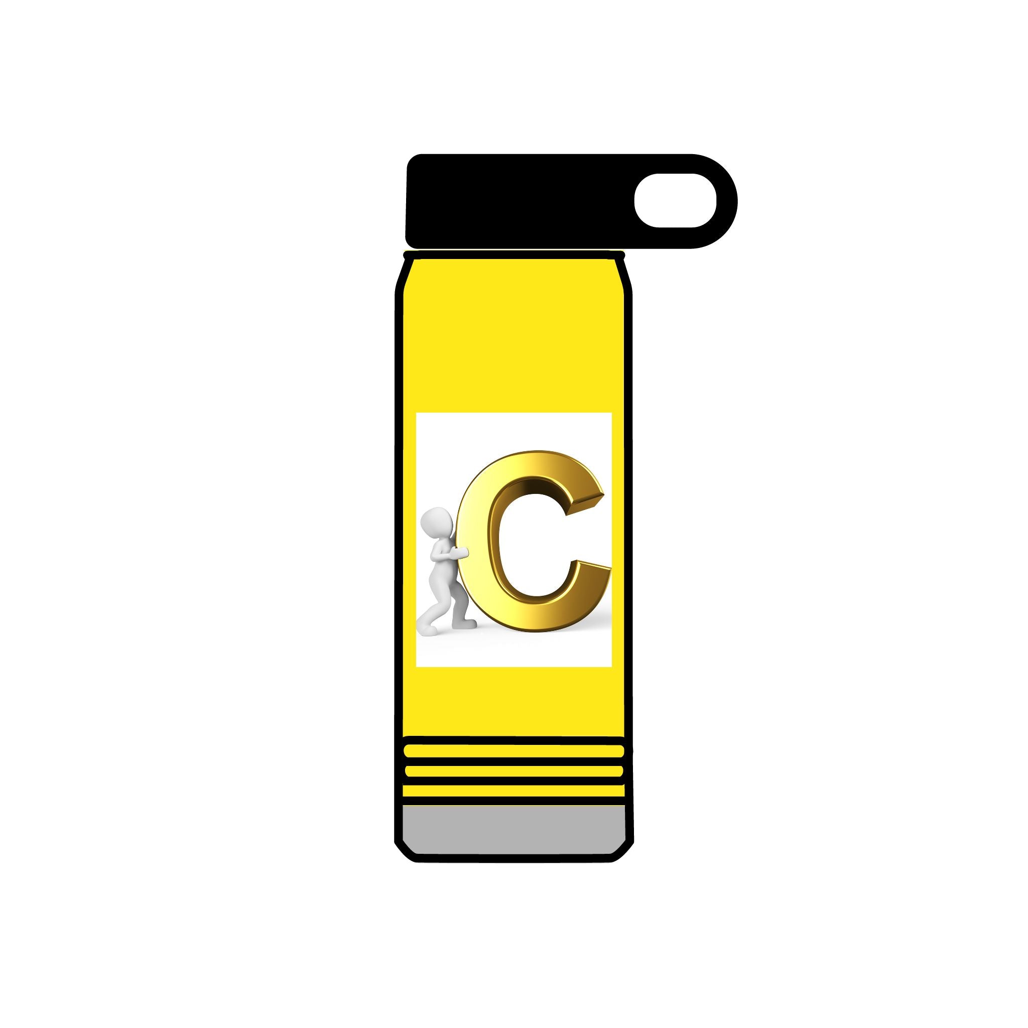 Gold Letter C Monogram Water Bottle | 20oz Initial Bottle