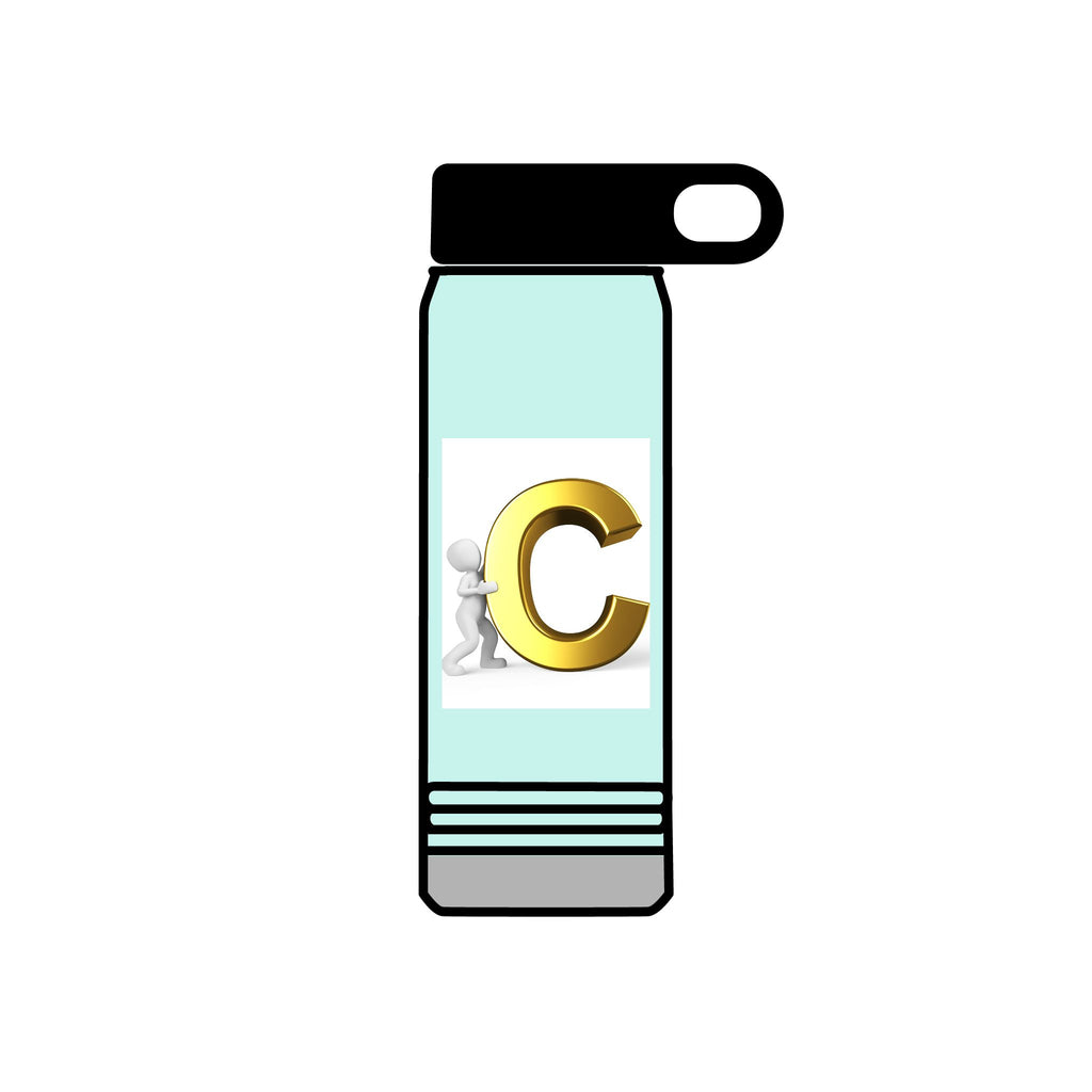 Gold Letter C Monogram Water Bottle | 20oz Initial Bottle