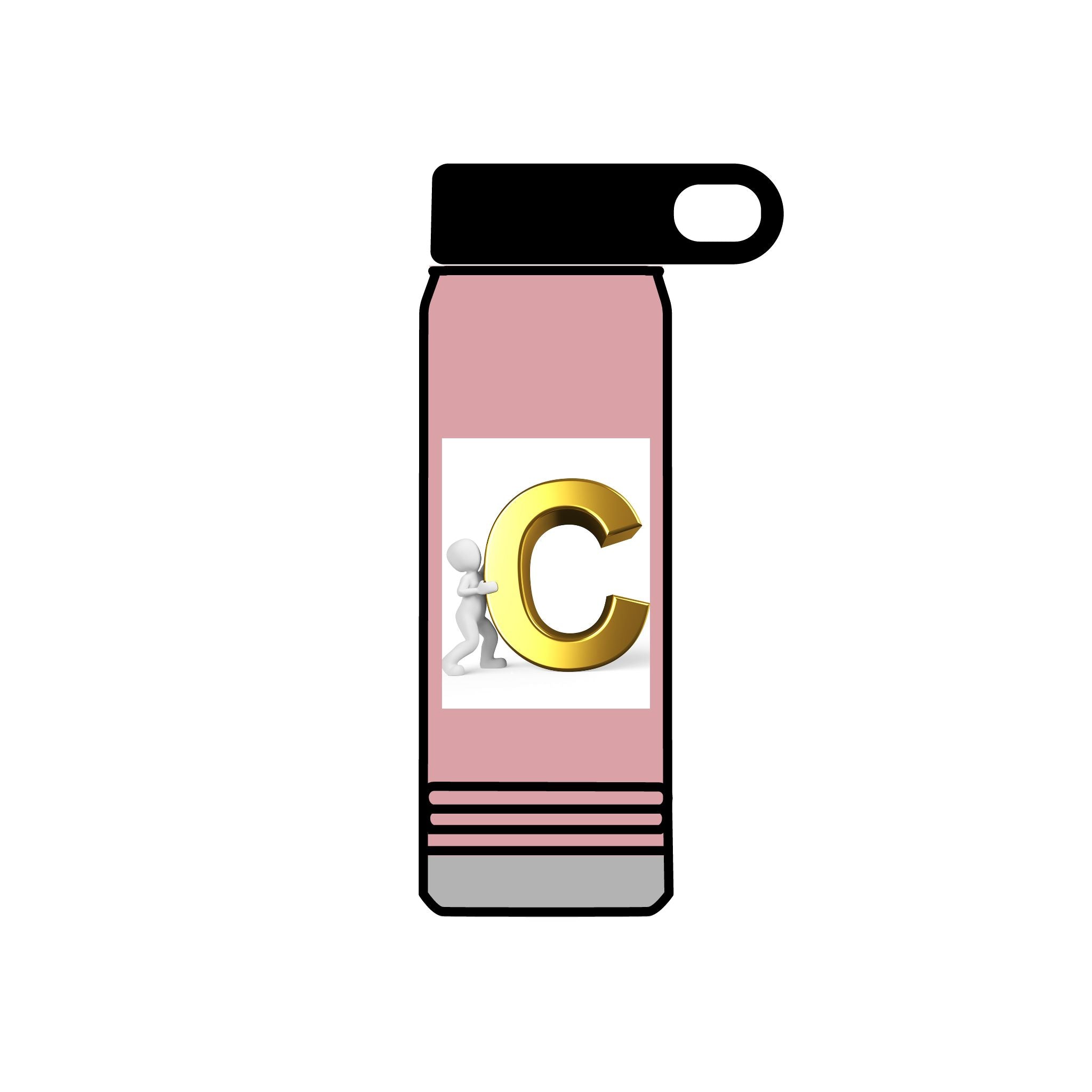 Gold Letter C Monogram Water Bottle | 20oz Initial Bottle