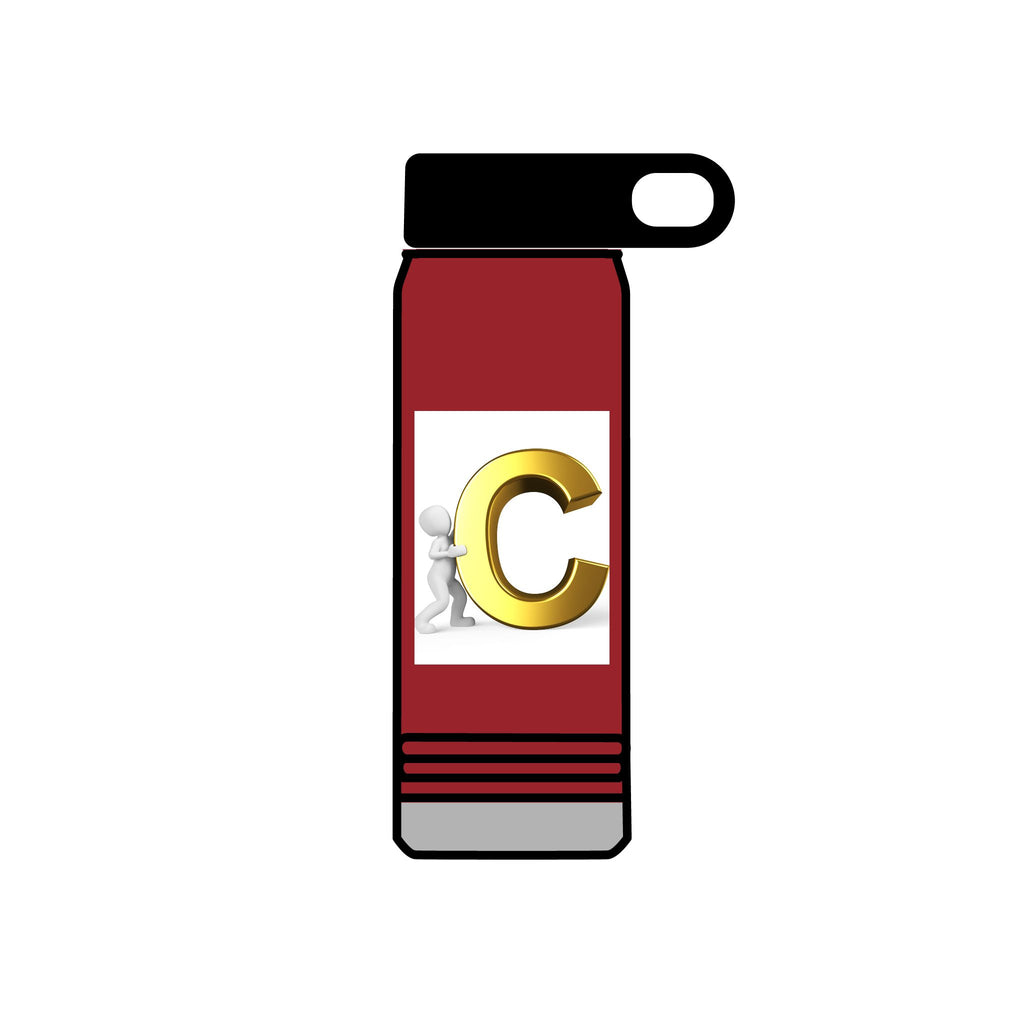Gold Letter C Monogram Water Bottle | 20oz Initial Bottle