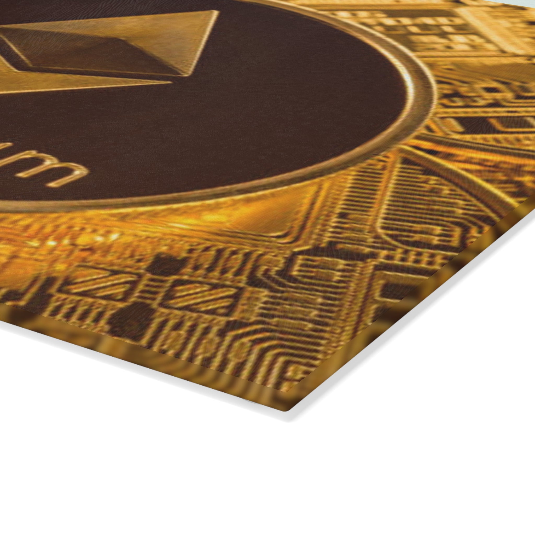 Ethereum Crypto Coin Glass Cutting Board | Cryptocurrency Kitchen Decor