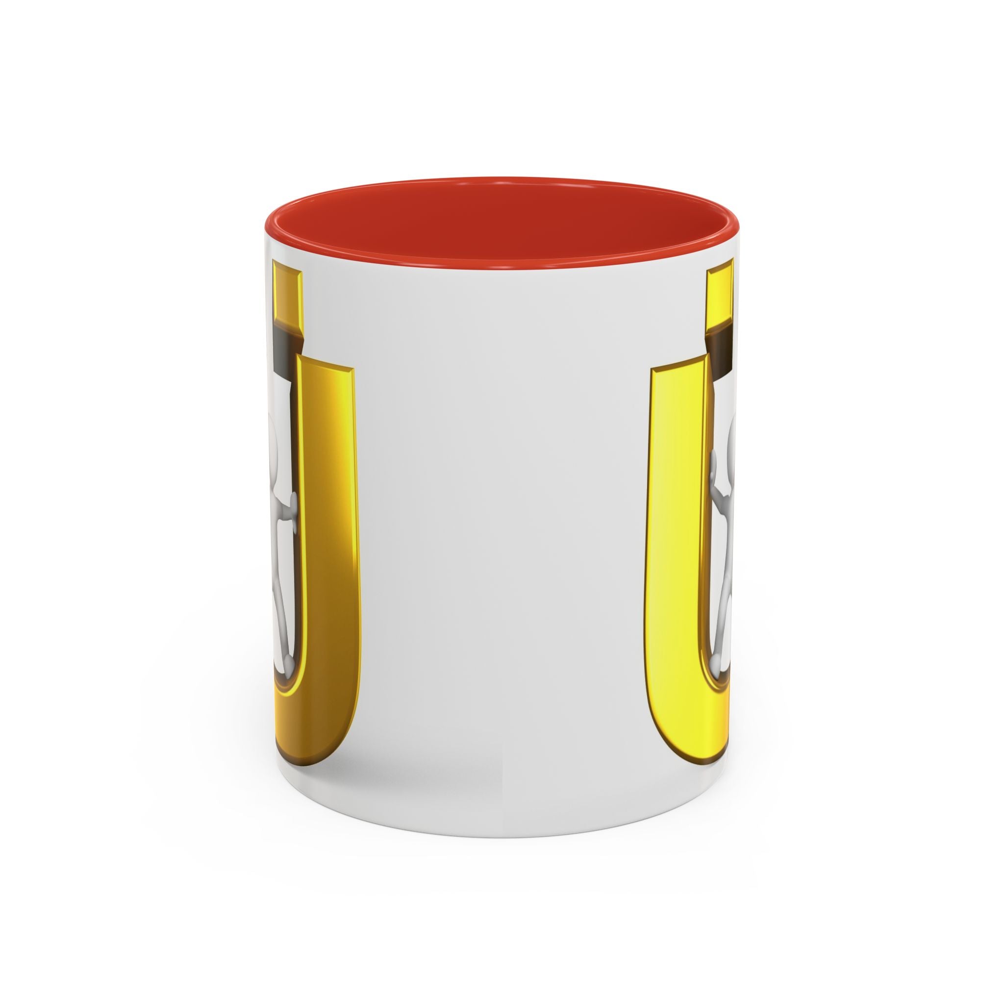 Tasse à café 3D « Lettre Ü dorée avec figurine stylisée » | Mug à anse de couleur