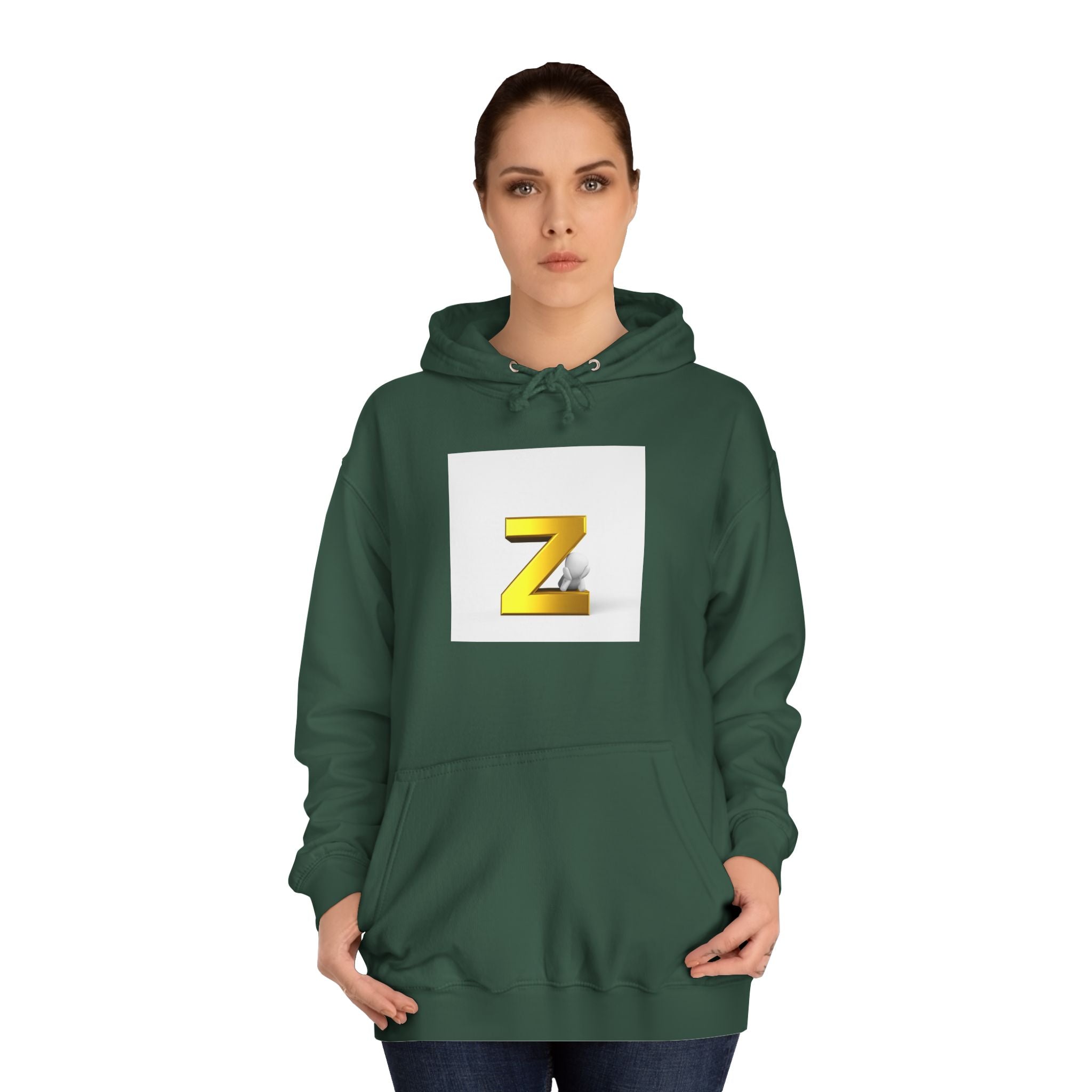 Gold 3D Letter Z Hoodie | Initial Monogram Pullover