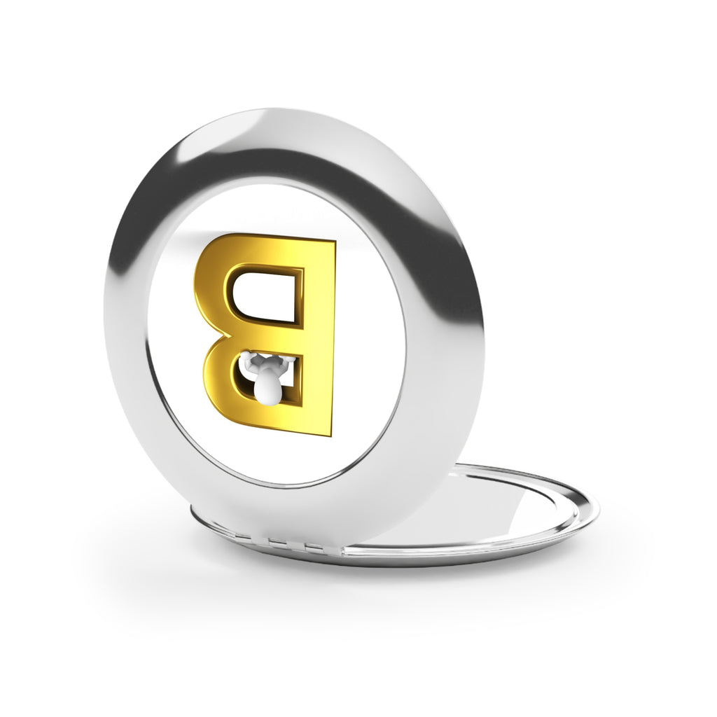 Gold Letter B Monogram Compact Travel Mirror | Initial B Pocket Mirror