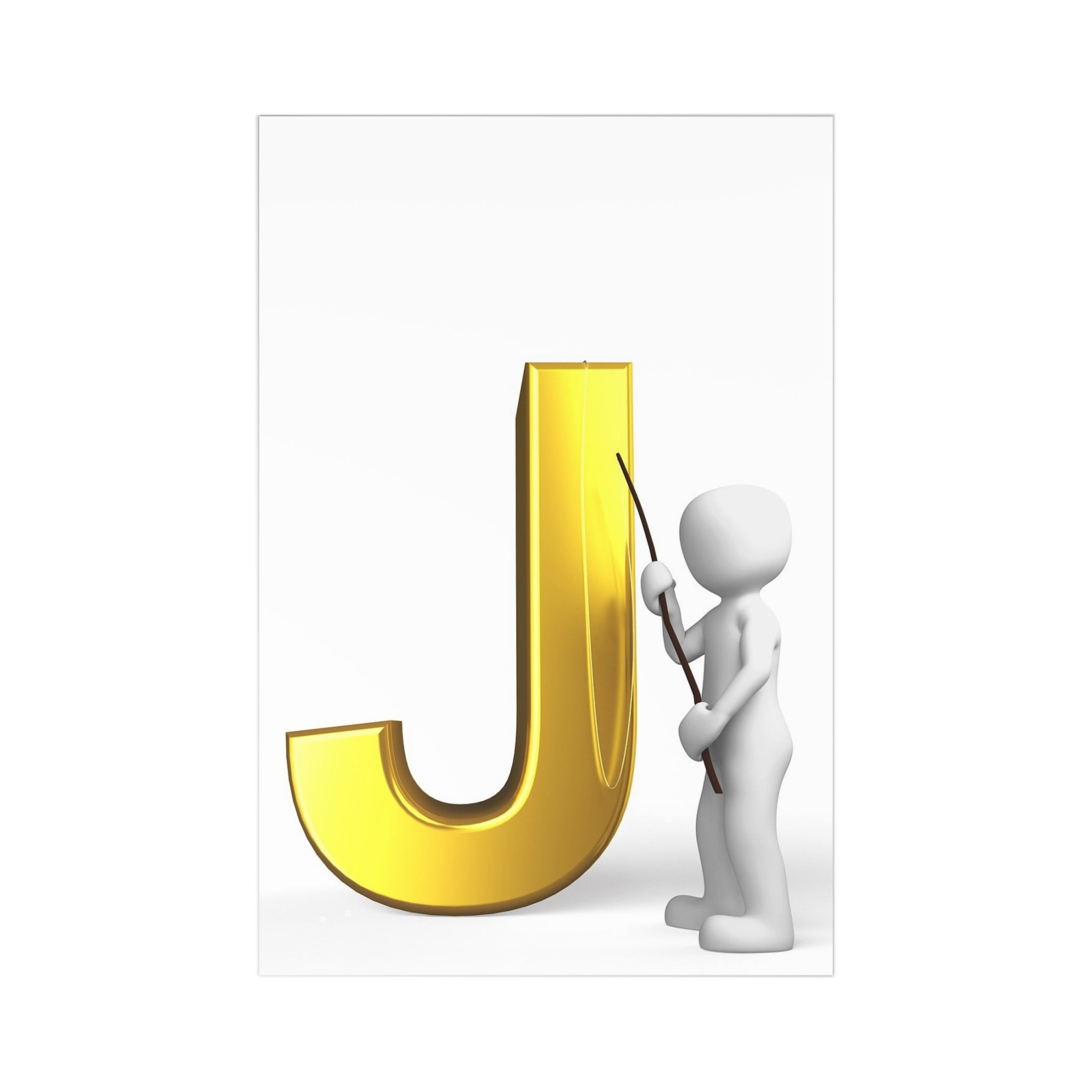 Gold Letter J Postcards | Alphabet Initial Stationery, 7 Pack