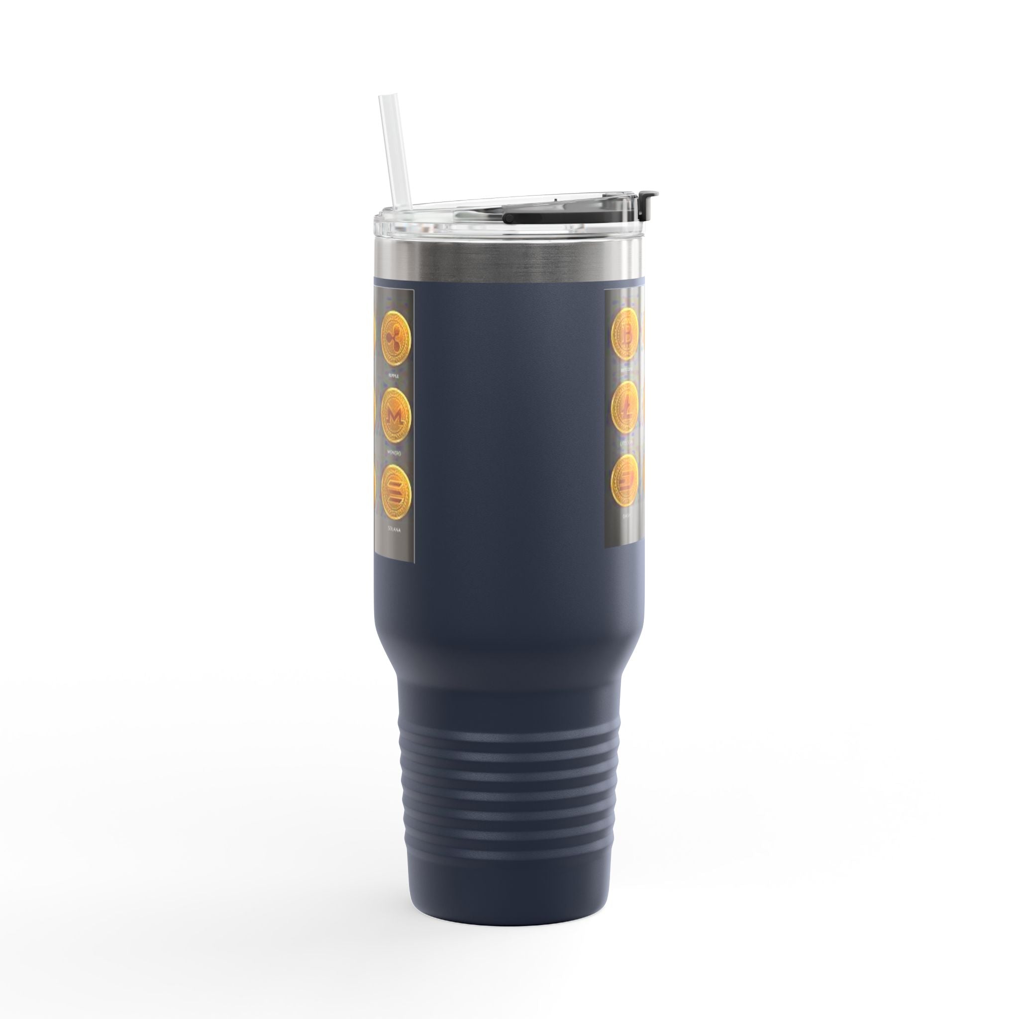 Mug de voyage isotherme 40 oz avec icônes de crypto-monnaies | Gobelet isotherme