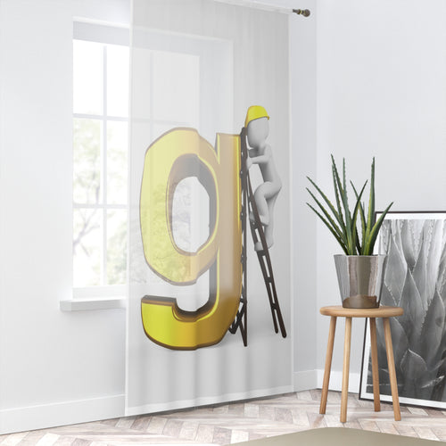 Lettre g dorée en 3D avec illustration d'ouvrier Rideau | Rideau de fenêtre décoratif alphabet