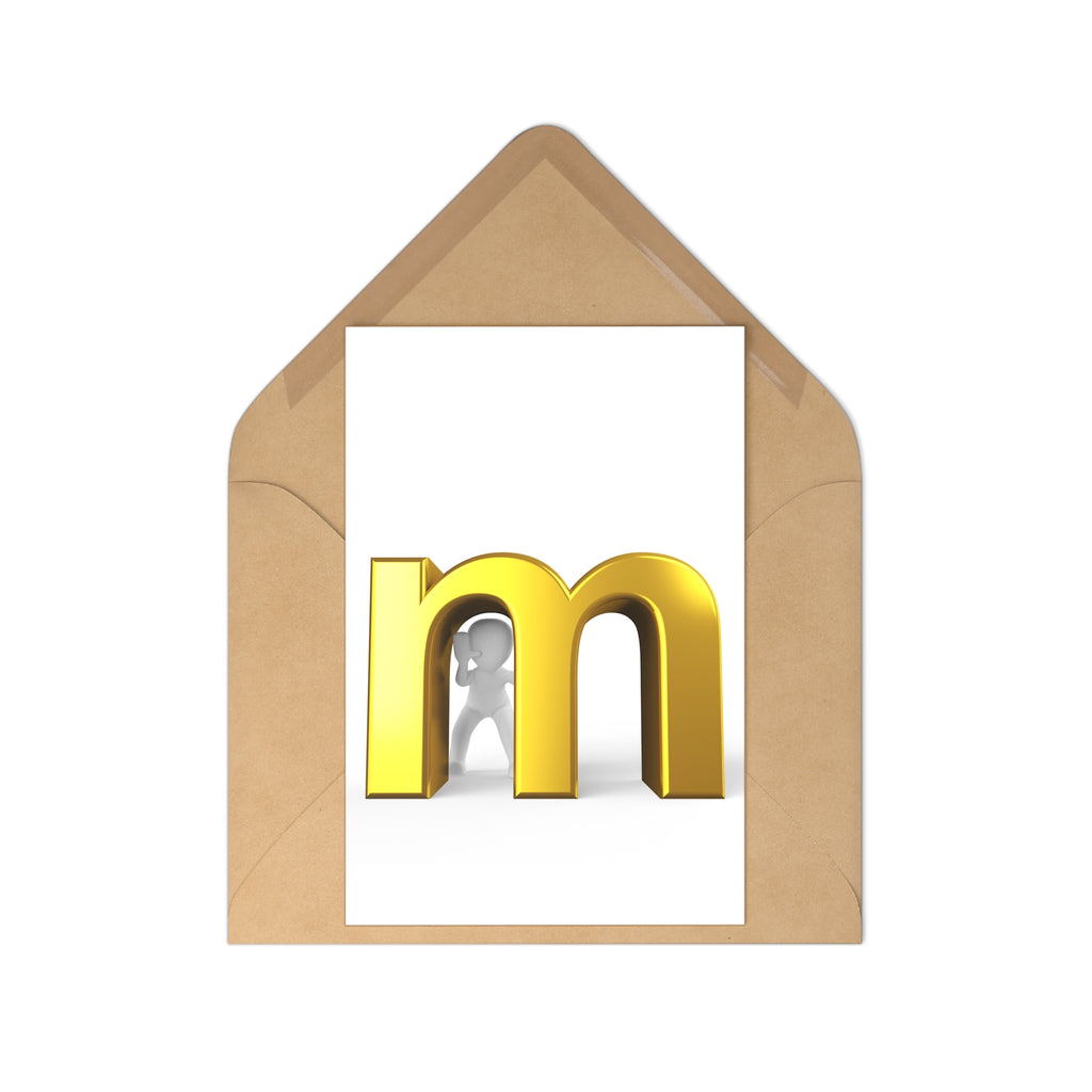 Gold 3D Letter M Postcards | Set of 7