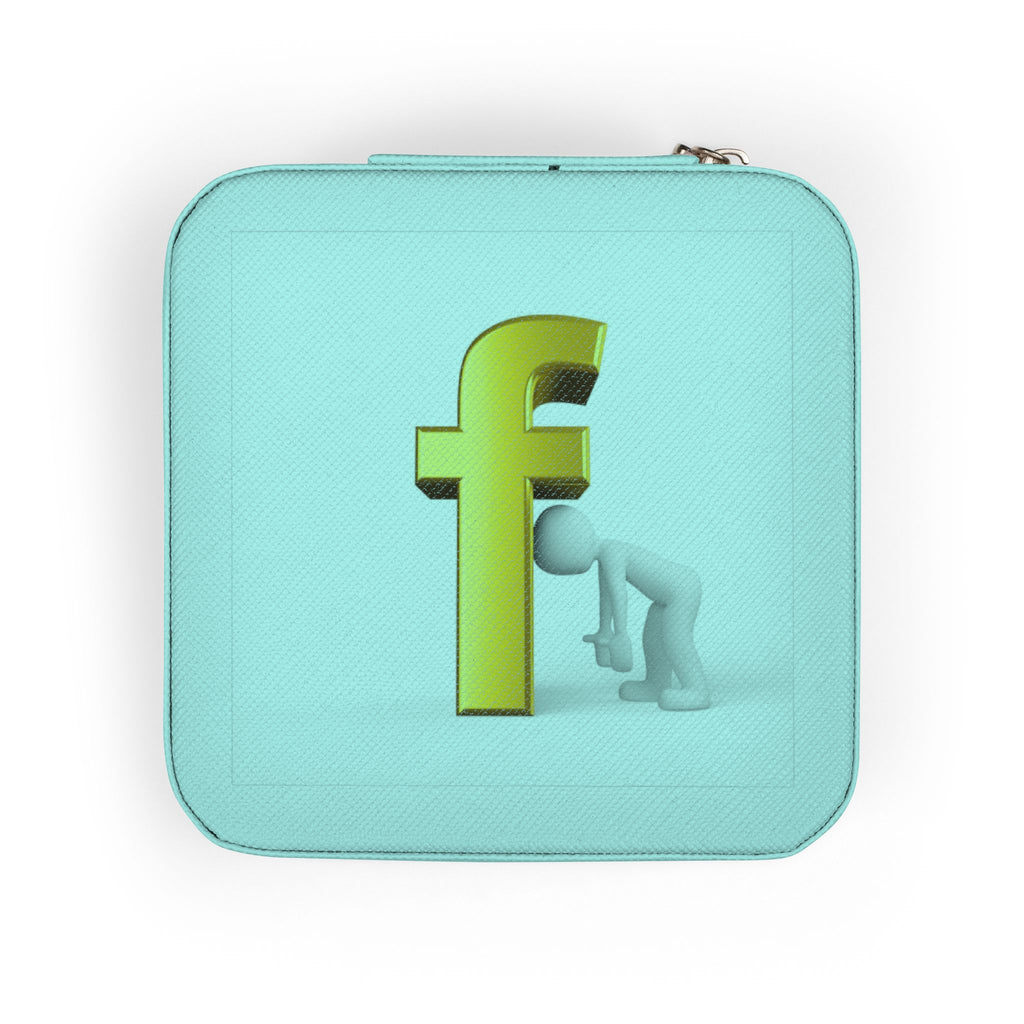 Gold Letter F Monogram Jewelry Travel Case | Compact Square Ring Organizer