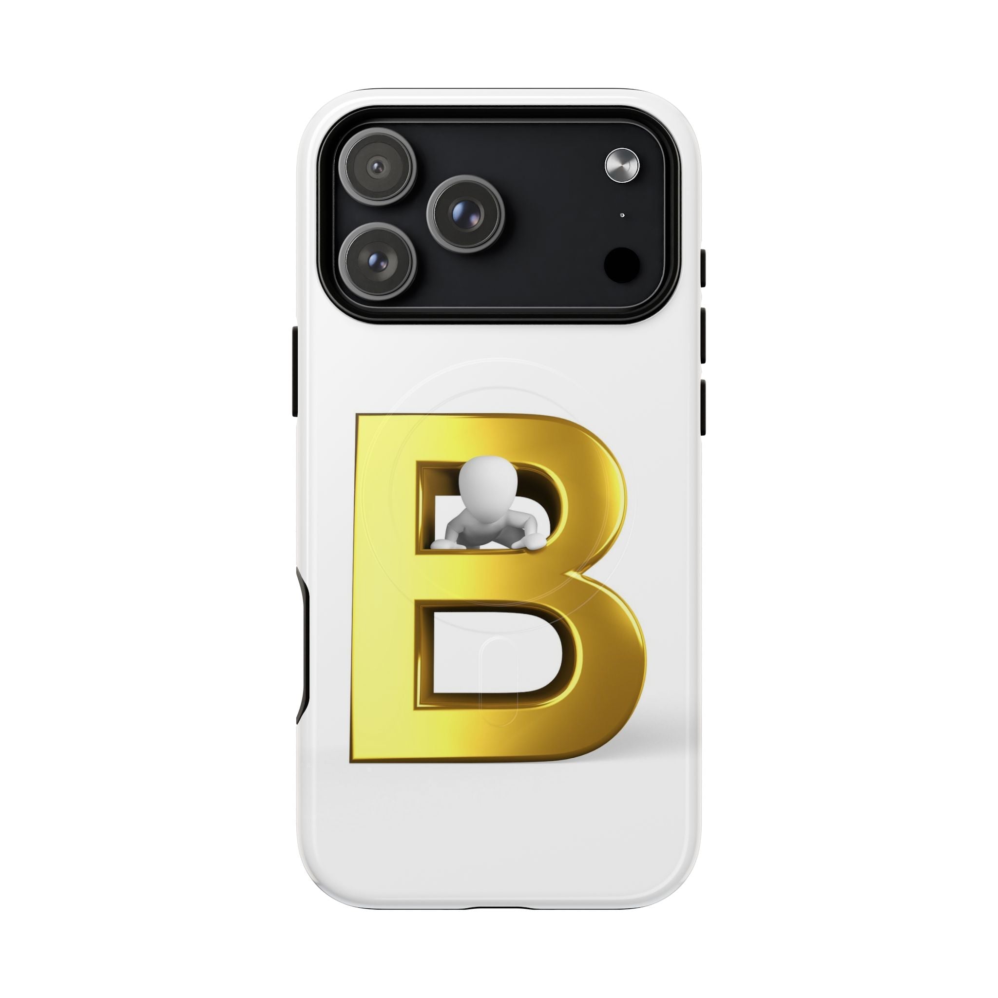 Coque de téléphone 3D Lettre B dorée | Coque magnétique résistante