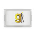 Gold Letter G with Worker Illustration Acrylic Serving Tray | Monogram Initial Decor