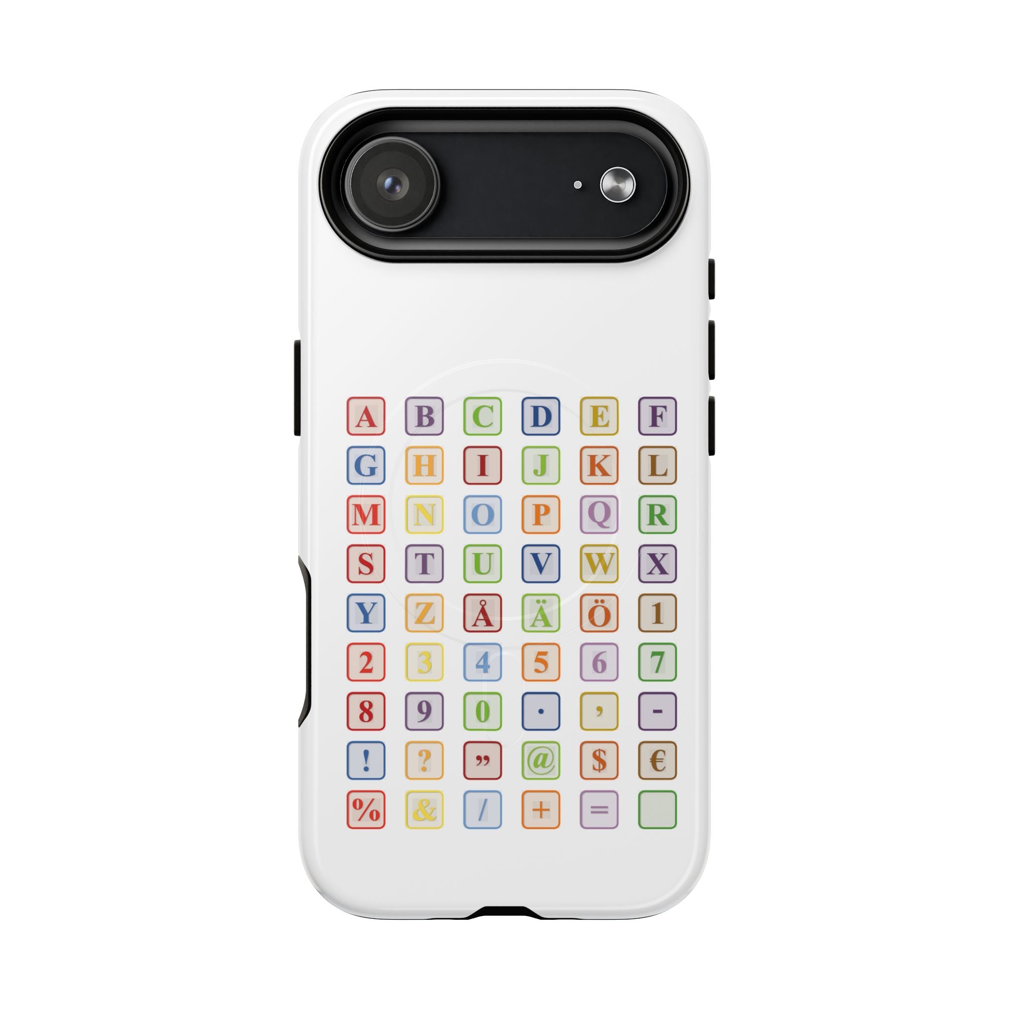 Coque de téléphone Alphabet Blocks | Coque magnétique résistante, grille de lettres colorées