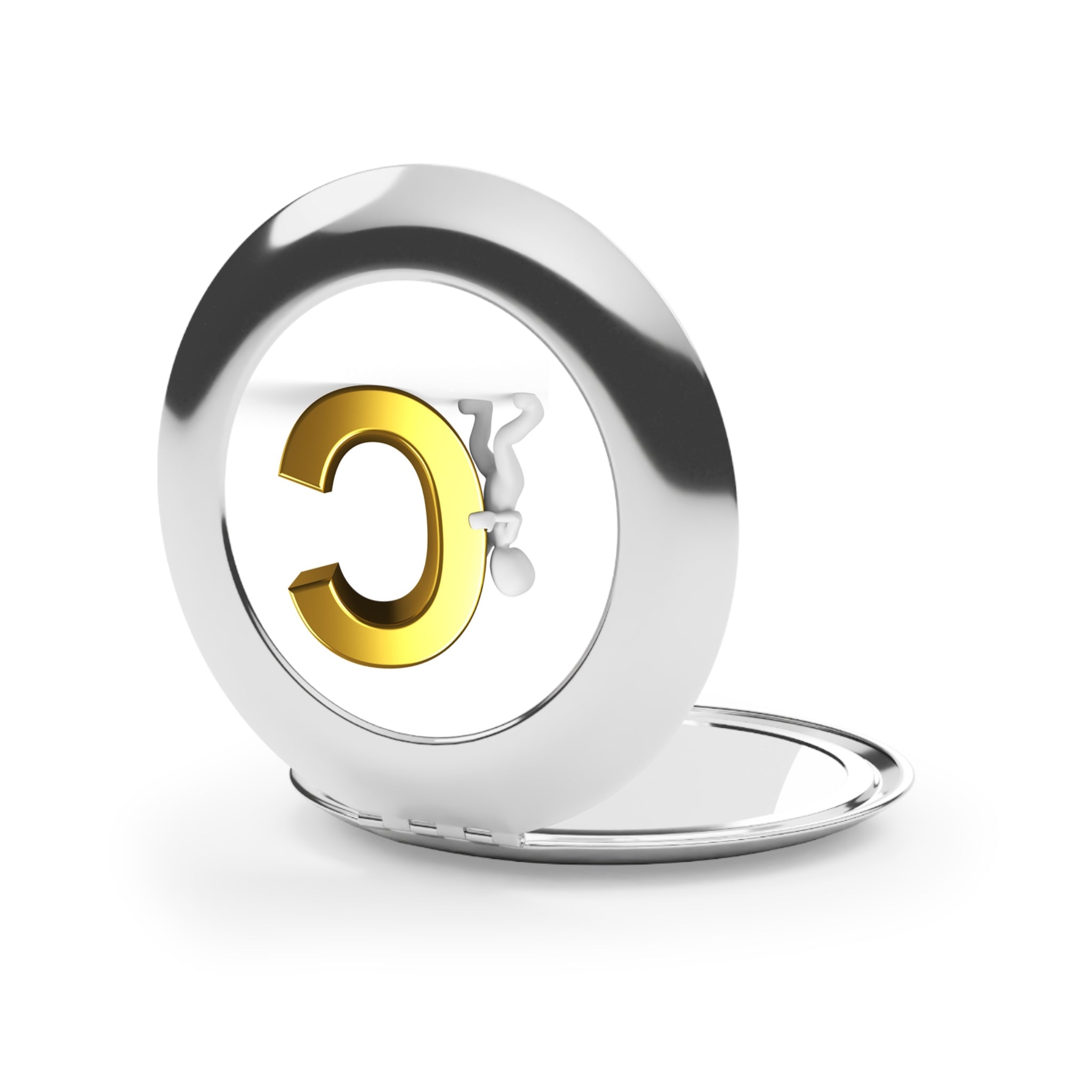 Gold Letter C Initial Compact Travel Mirror | Monogram Pocket Mirror