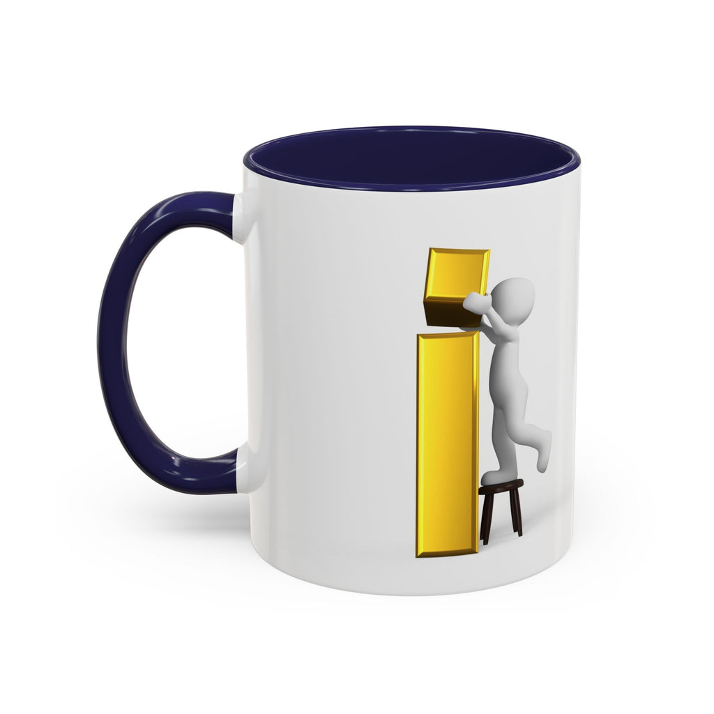 3D Figure Climbing Gold Letter i Mug | Accent Coffee Mug