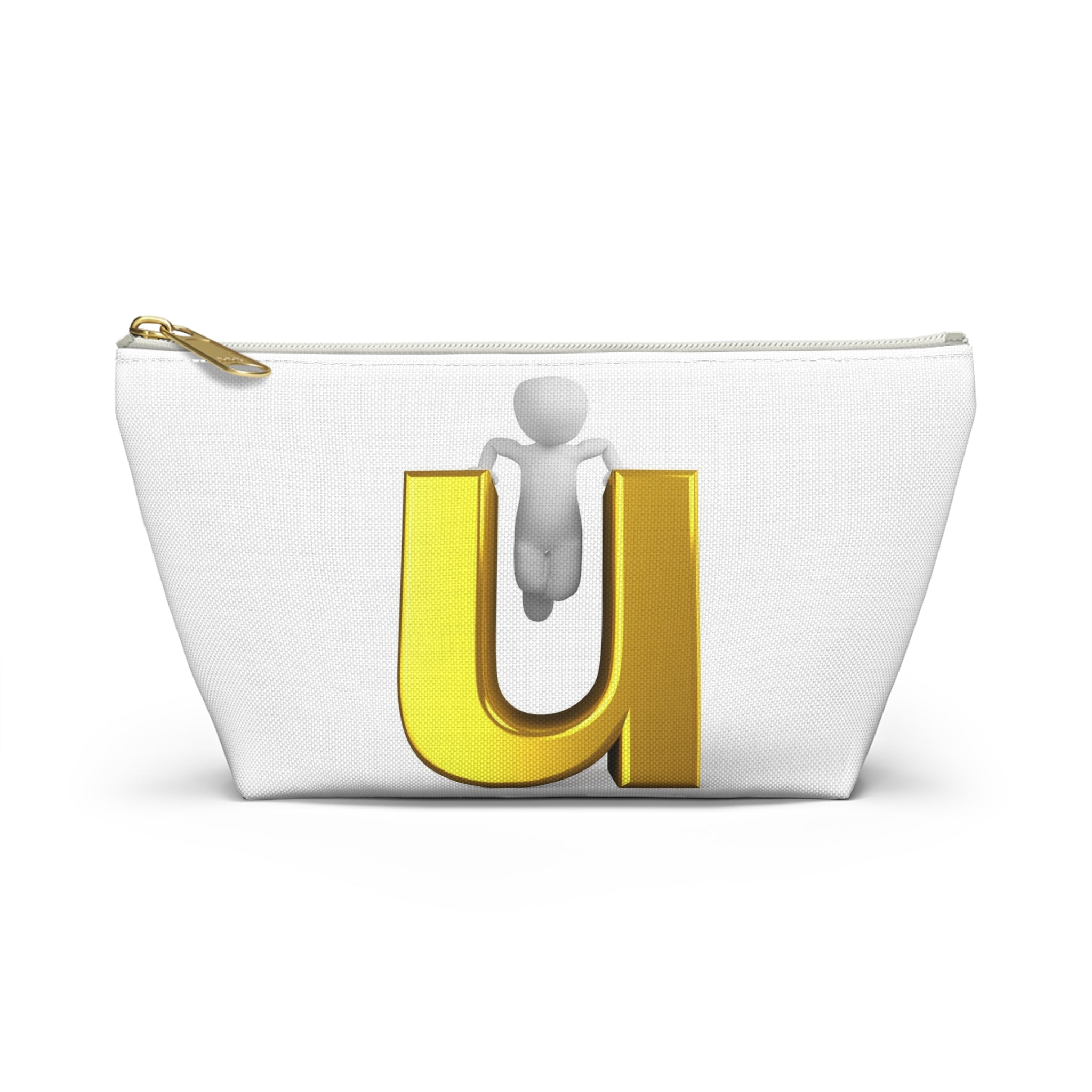 Trousse de Toilette 3D Bonhomme Allumette Escaladant la Lettre U Dorée