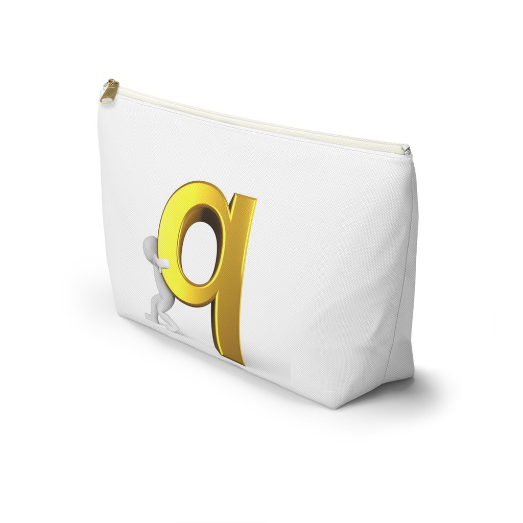 Gold Letter Q Monogram Accessory Pouch | T-Bottom Makeup Bag