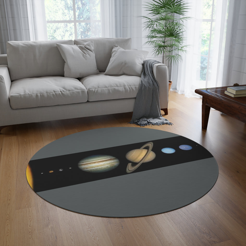 Solar System Planets Round Rug | Planetary Space Floor Mat