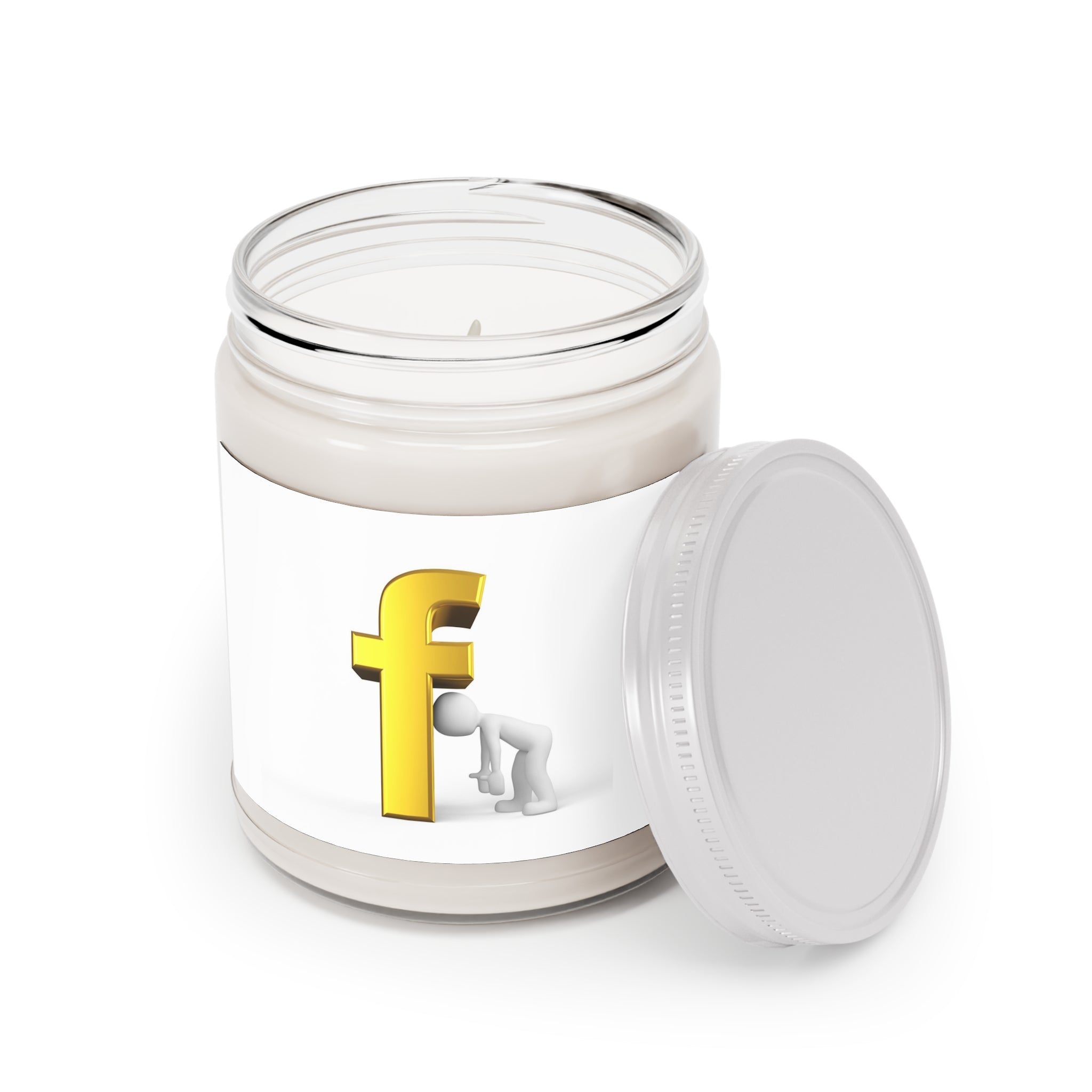 Golden Lowercase F Illustration Candle | Soy Jar Candle, 9oz