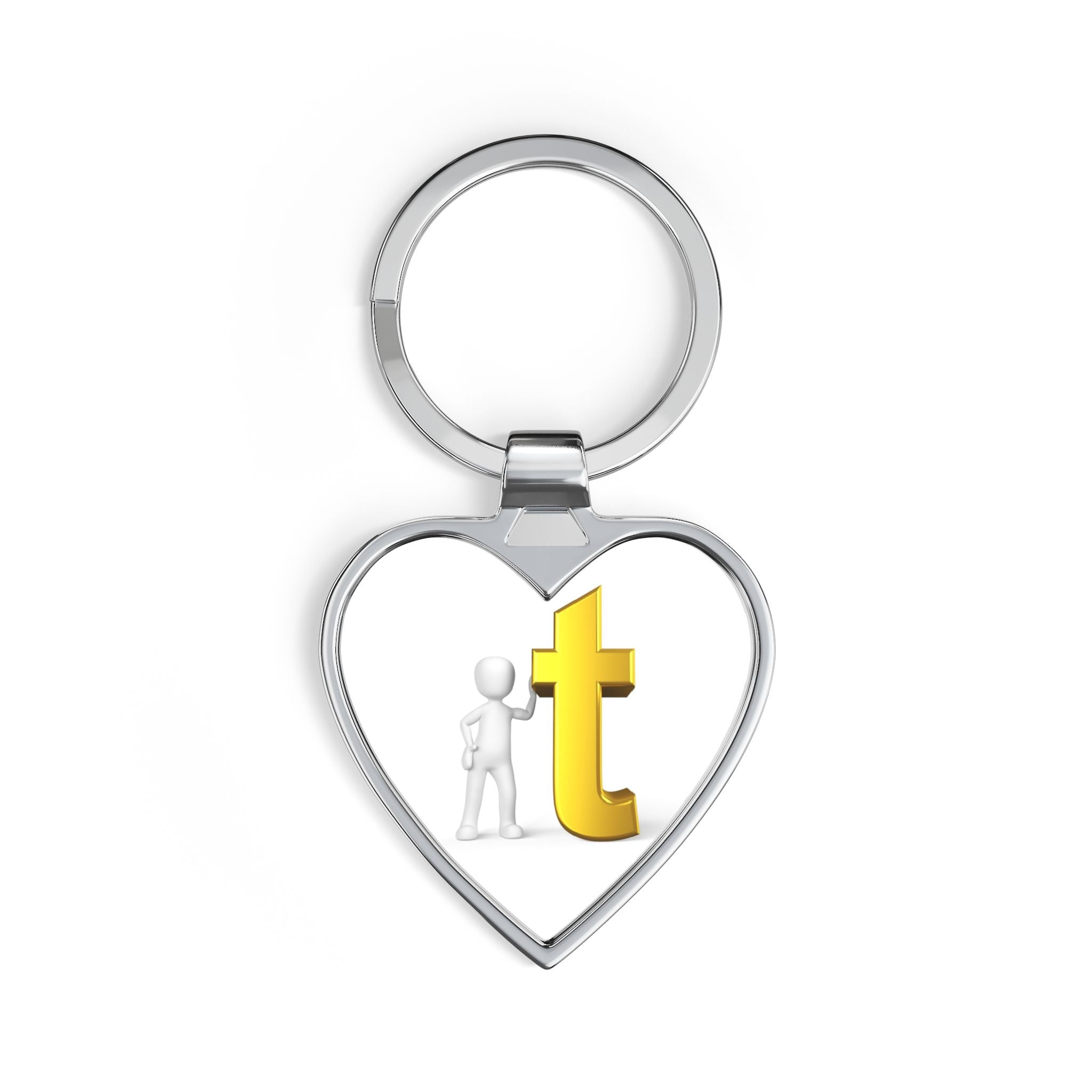 Yellow Letter T Heart Keychain | Heart Keychain