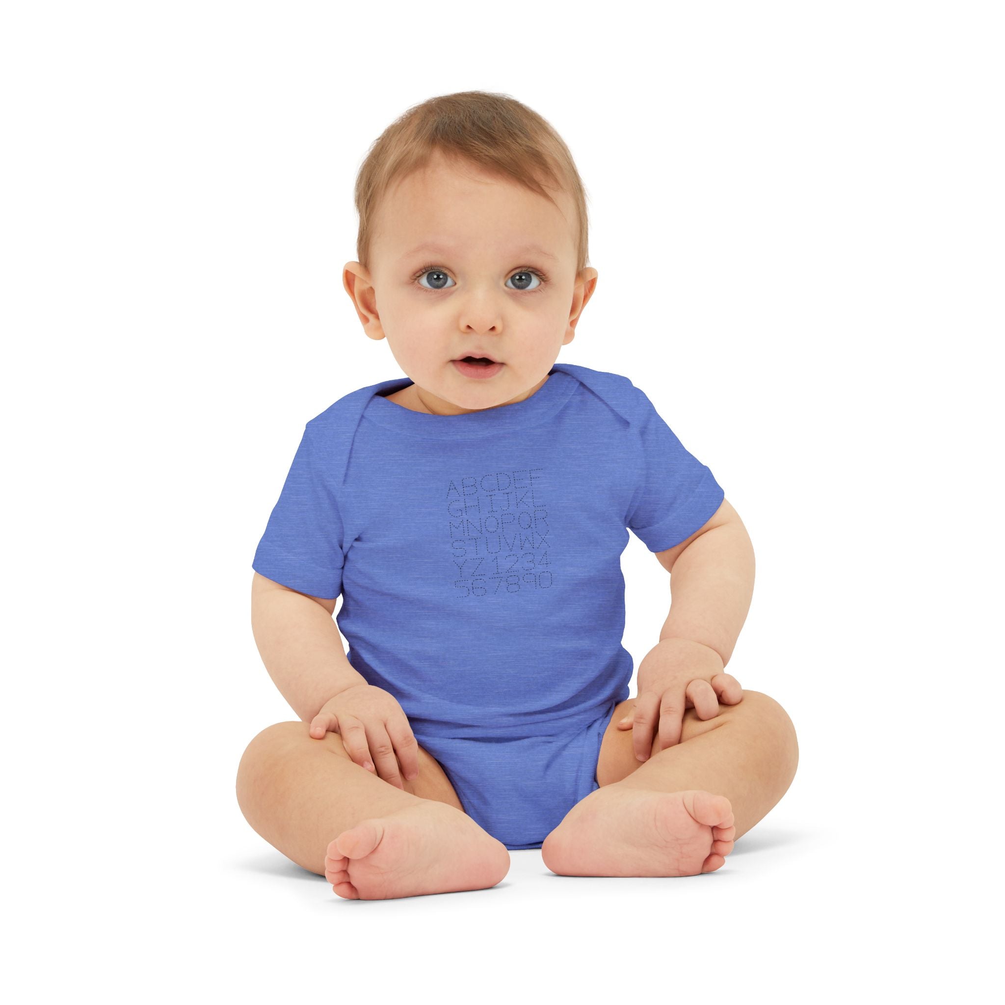 Minimal Dotted Alphabet Infant Onesie | Plain Baby Bodysuit