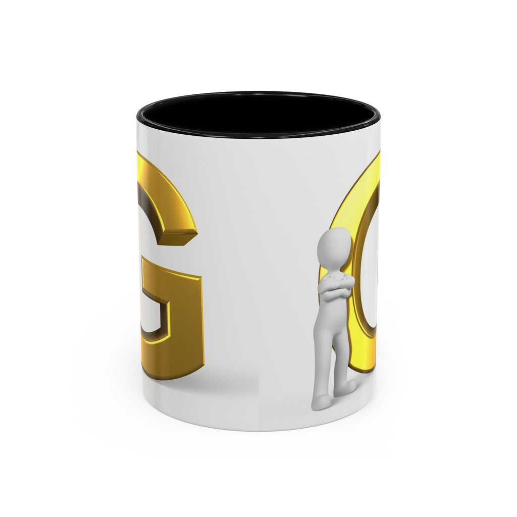Gold Letter G with 3D Figure Coffee Mug | Initial Monogram Accent