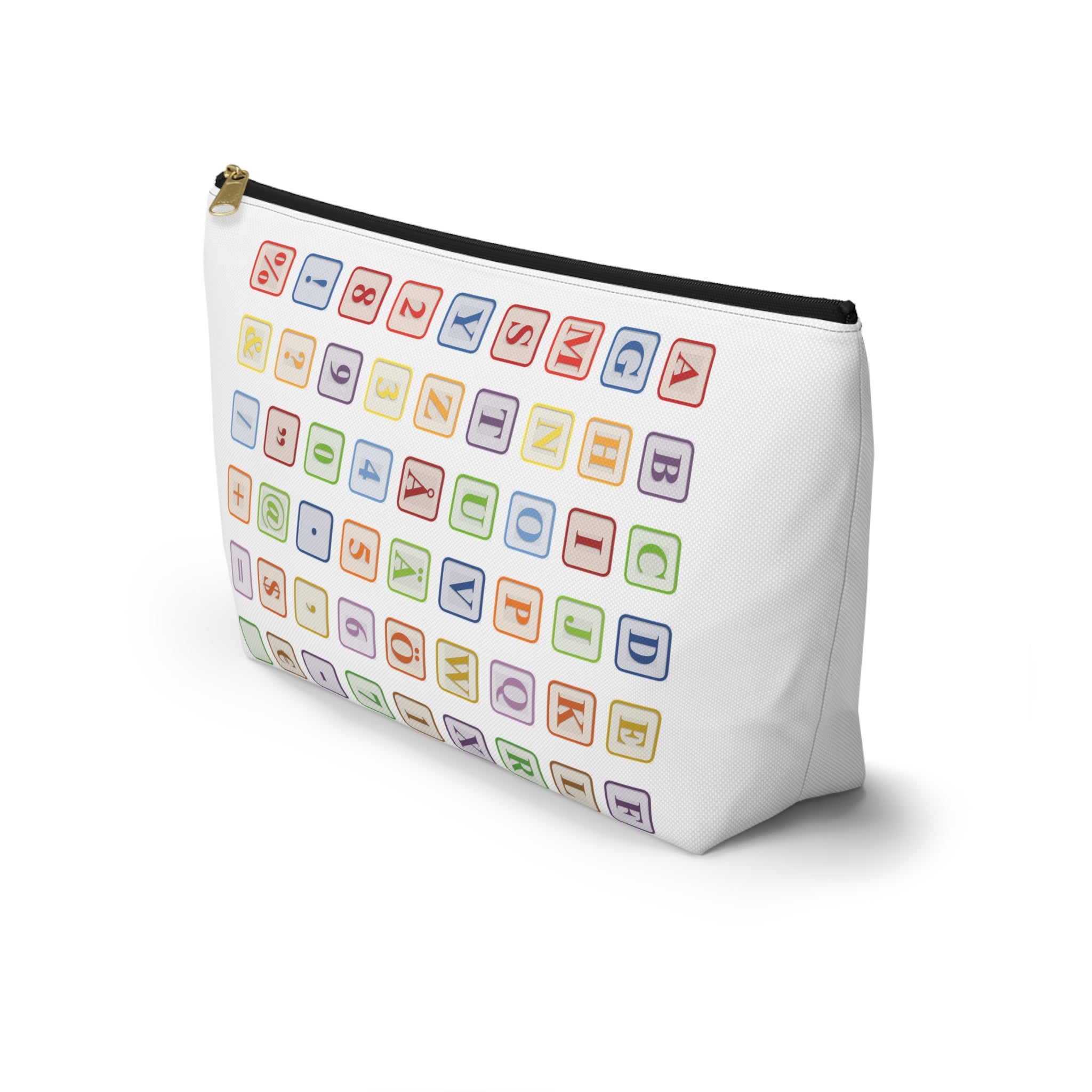Alphabet Blocks Pattern Accessory Pouch | Letter Tile Makeup Bag