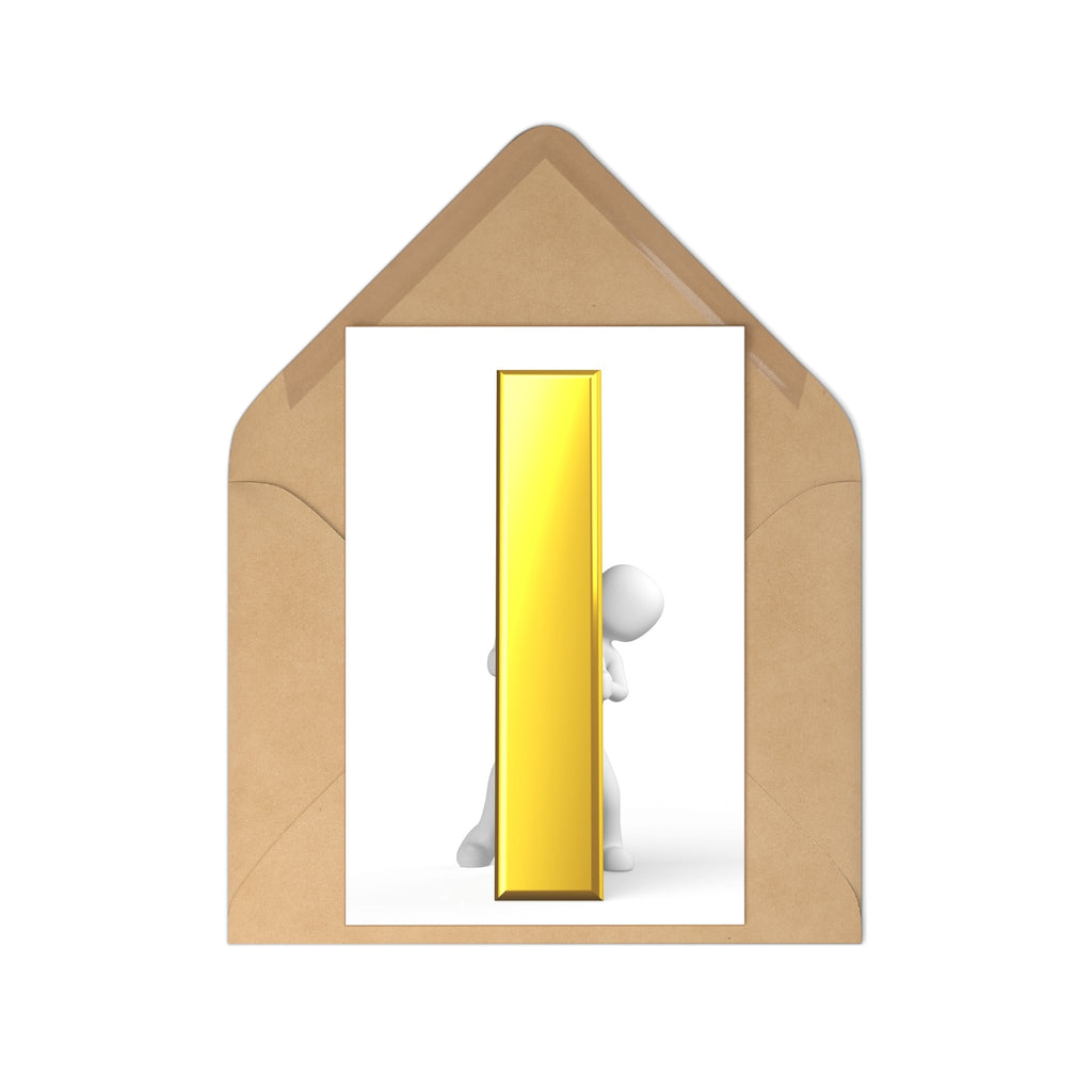 3D Person with Gold Letter i Postcards | 7 pcs