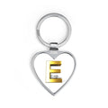Gold Letter E Heart Keychain | Initial Monogram Heart Key Ring
